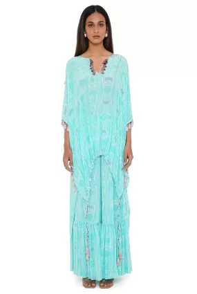 Aqua Crepe High Low Kaftan