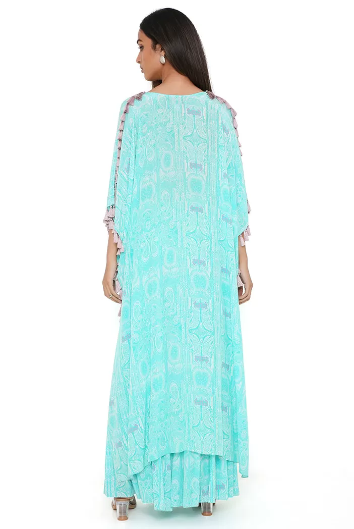 Aqua Crepe High Low Kaftan