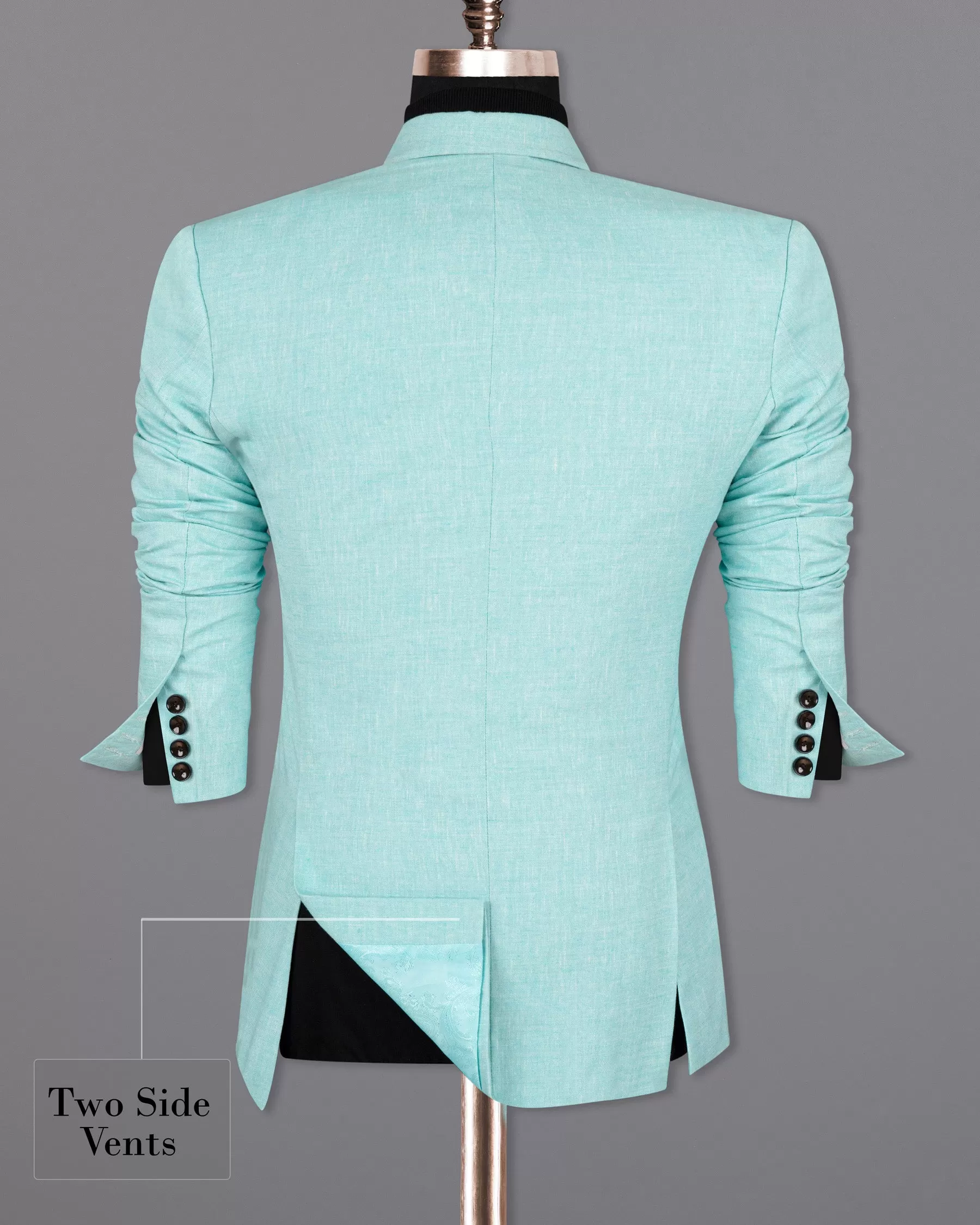 Aqua Island Blue Double Breasted Luxurious Linen Suit