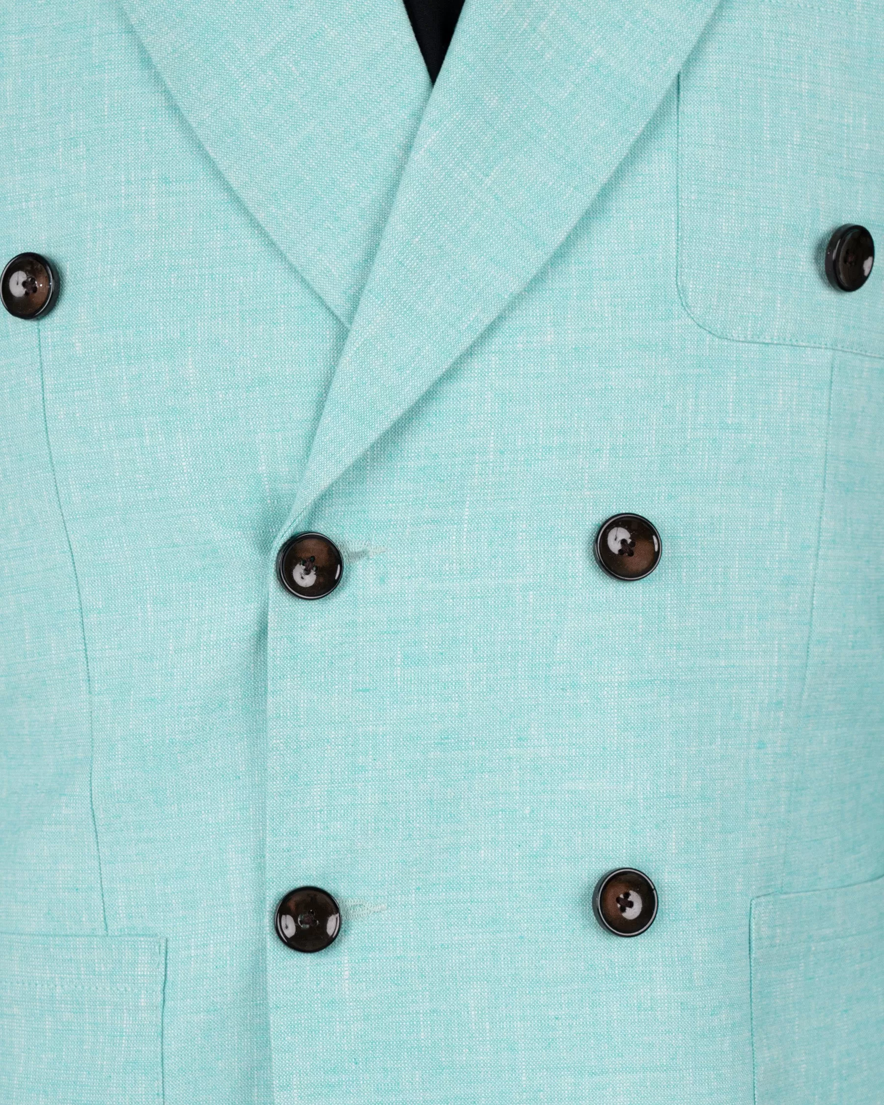 Aqua Island Blue Double Breasted Luxurious Linen Suit