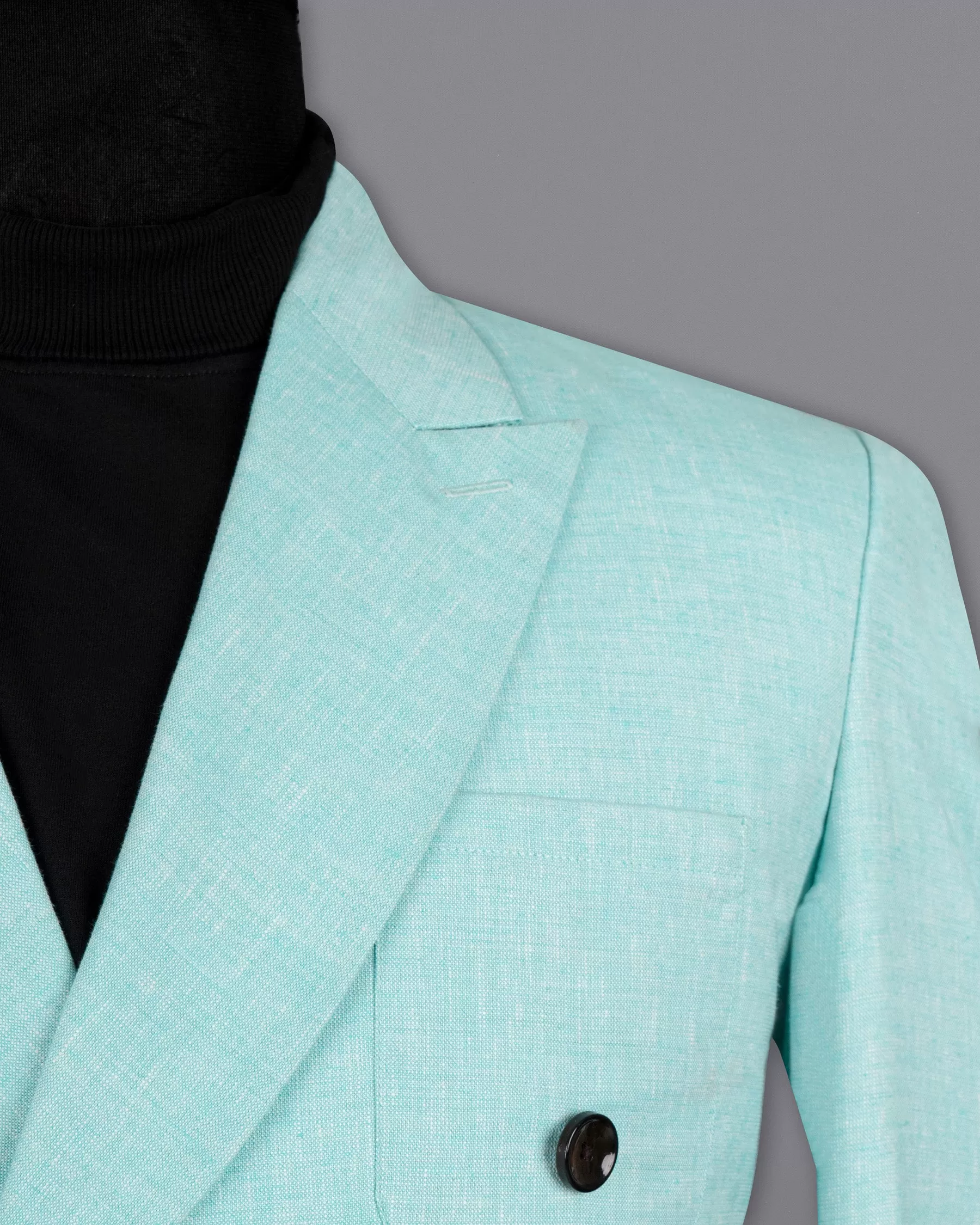 Aqua Island Blue Double Breasted Luxurious Linen Suit