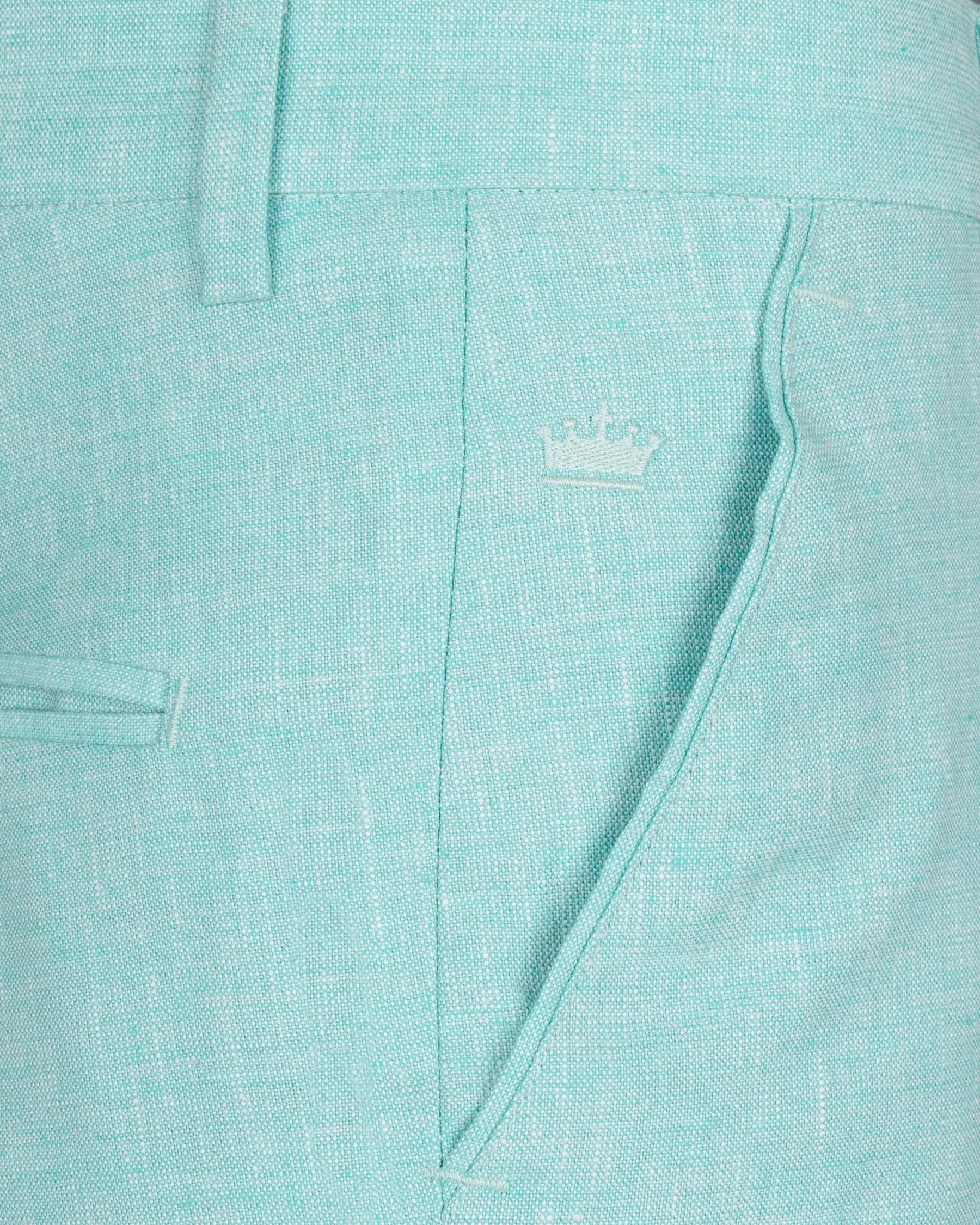 Aqua Island Blue Double Breasted Luxurious Linen Suit