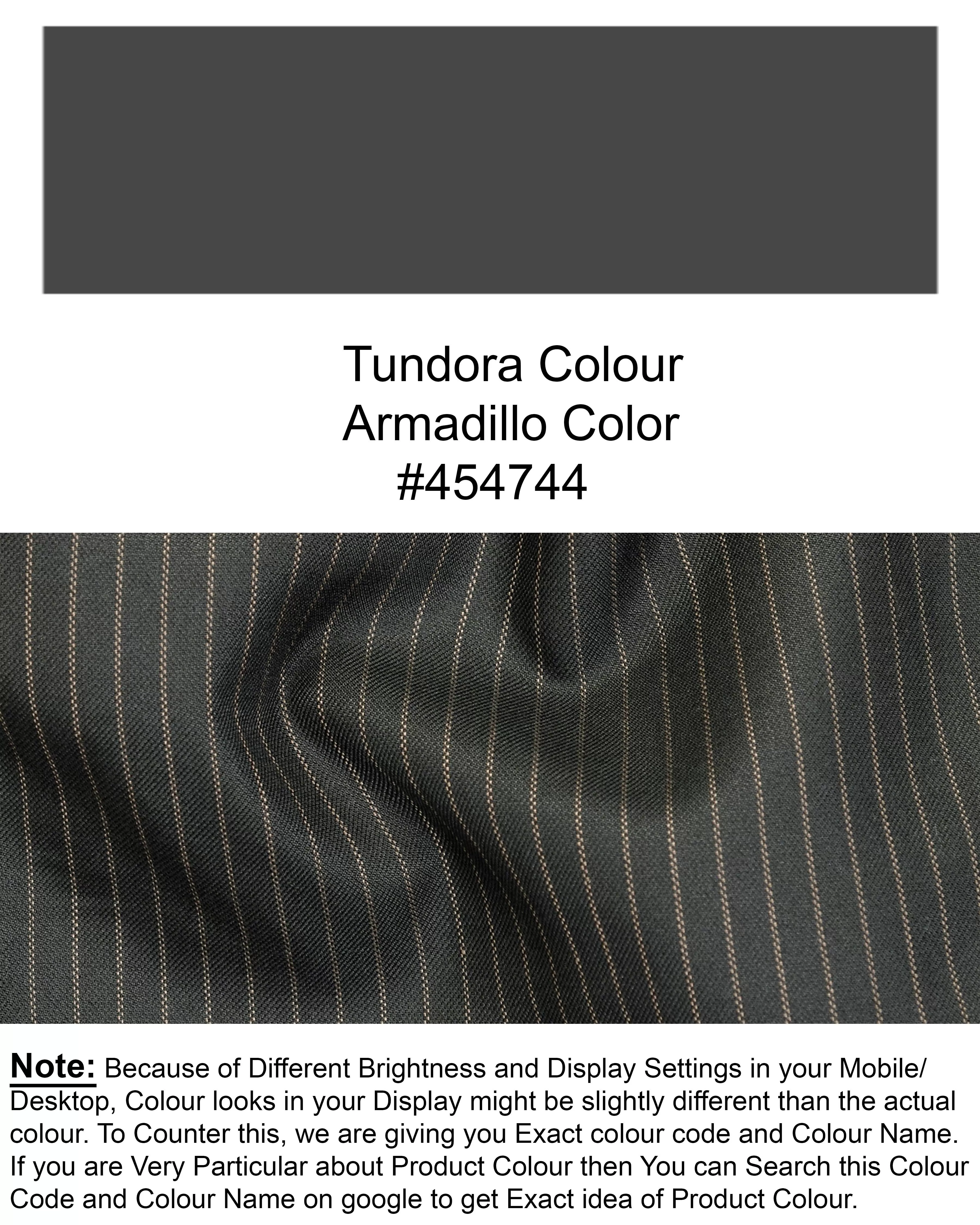 Armadillo Gray Striped Bandhgala/Mandarin Suit