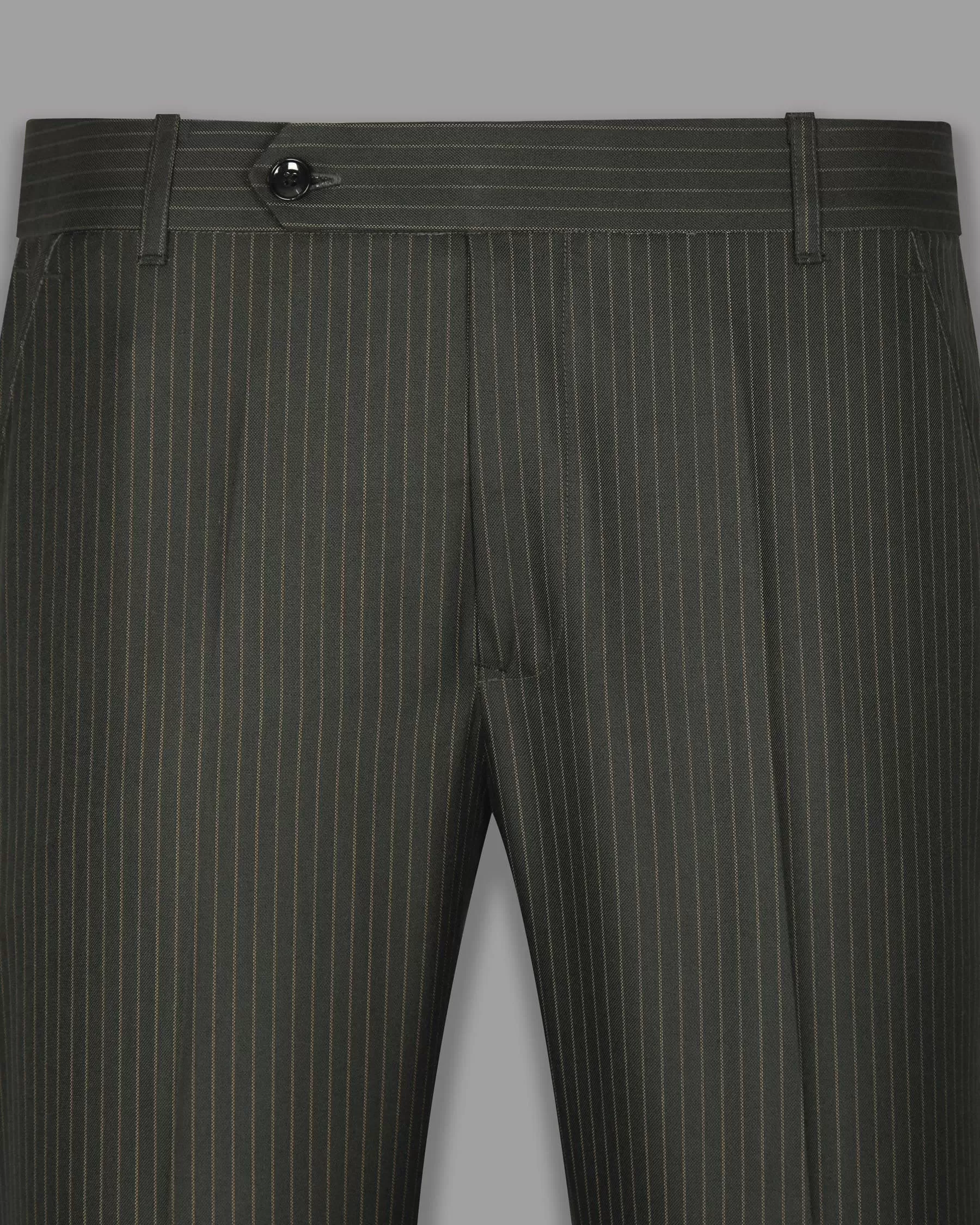 Armadillo Gray Striped Bandhgala/Mandarin Suit