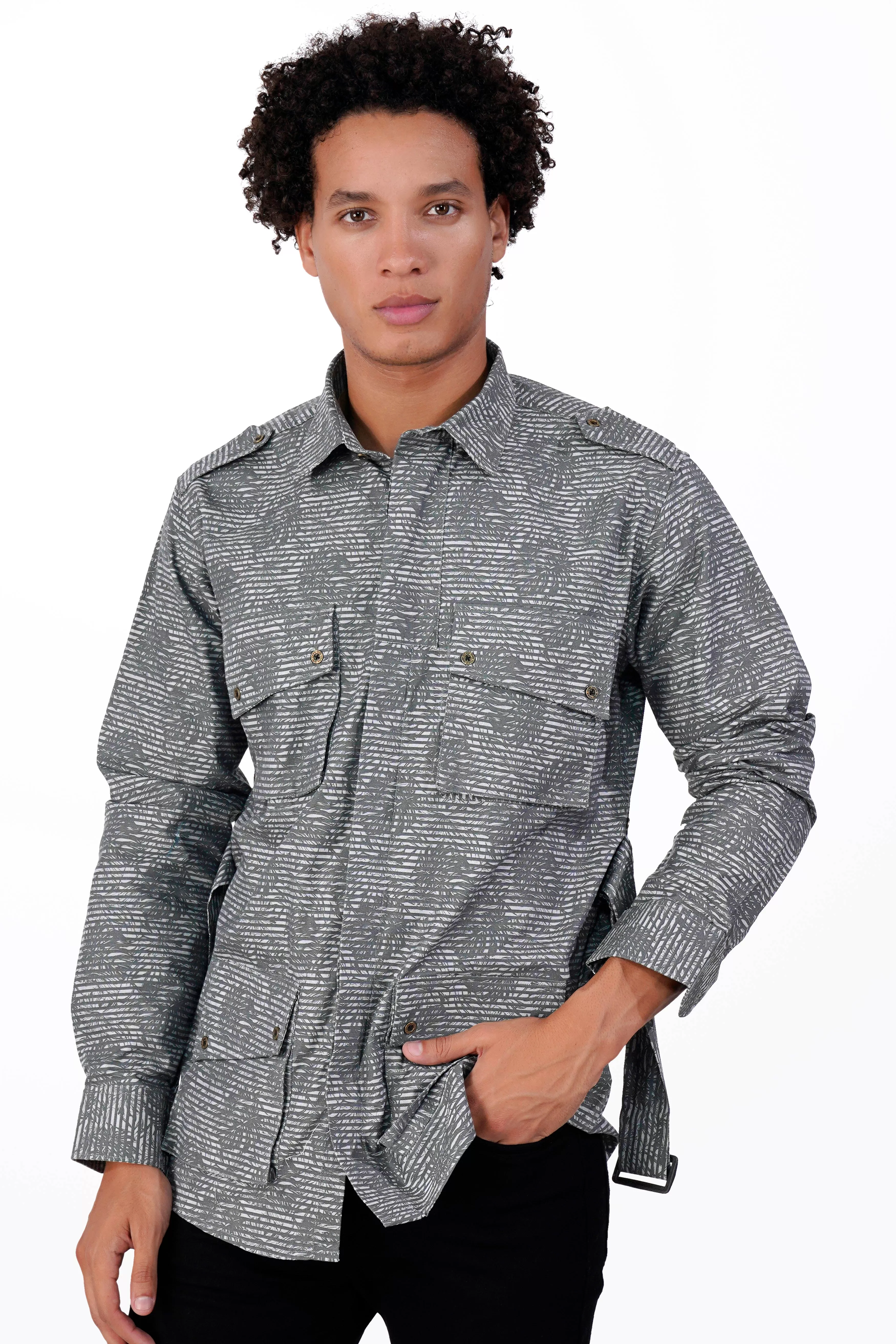 Arsenic Gray Textured Royal Oxford Designer Shirt