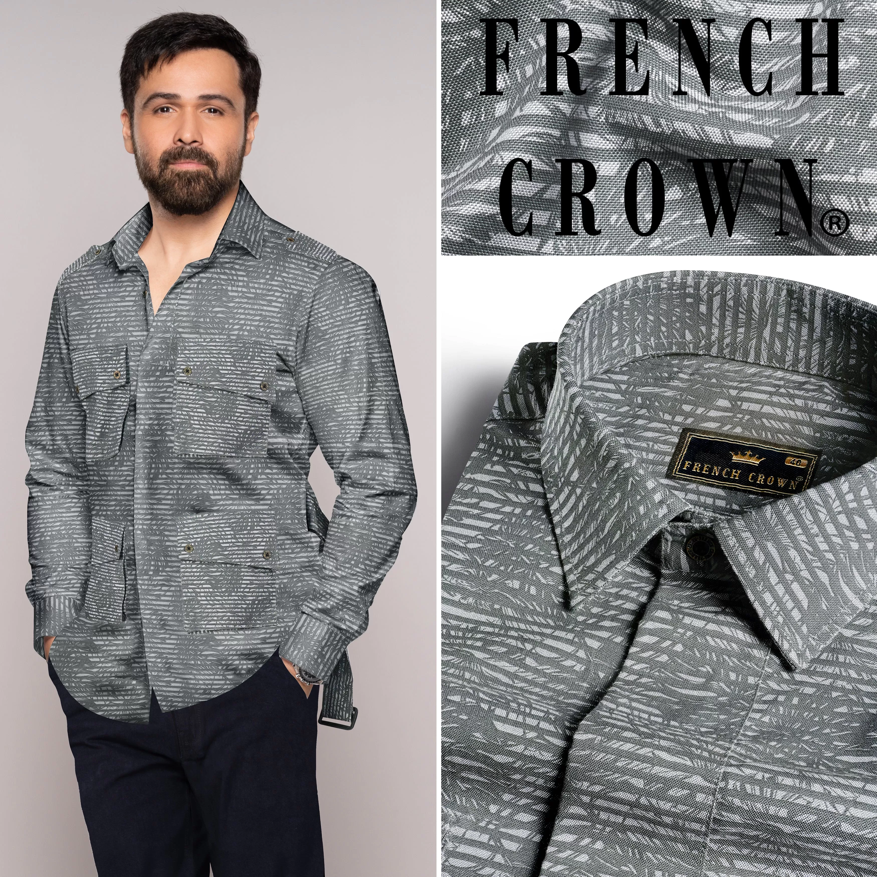 Arsenic Gray Textured Royal Oxford Designer Shirt