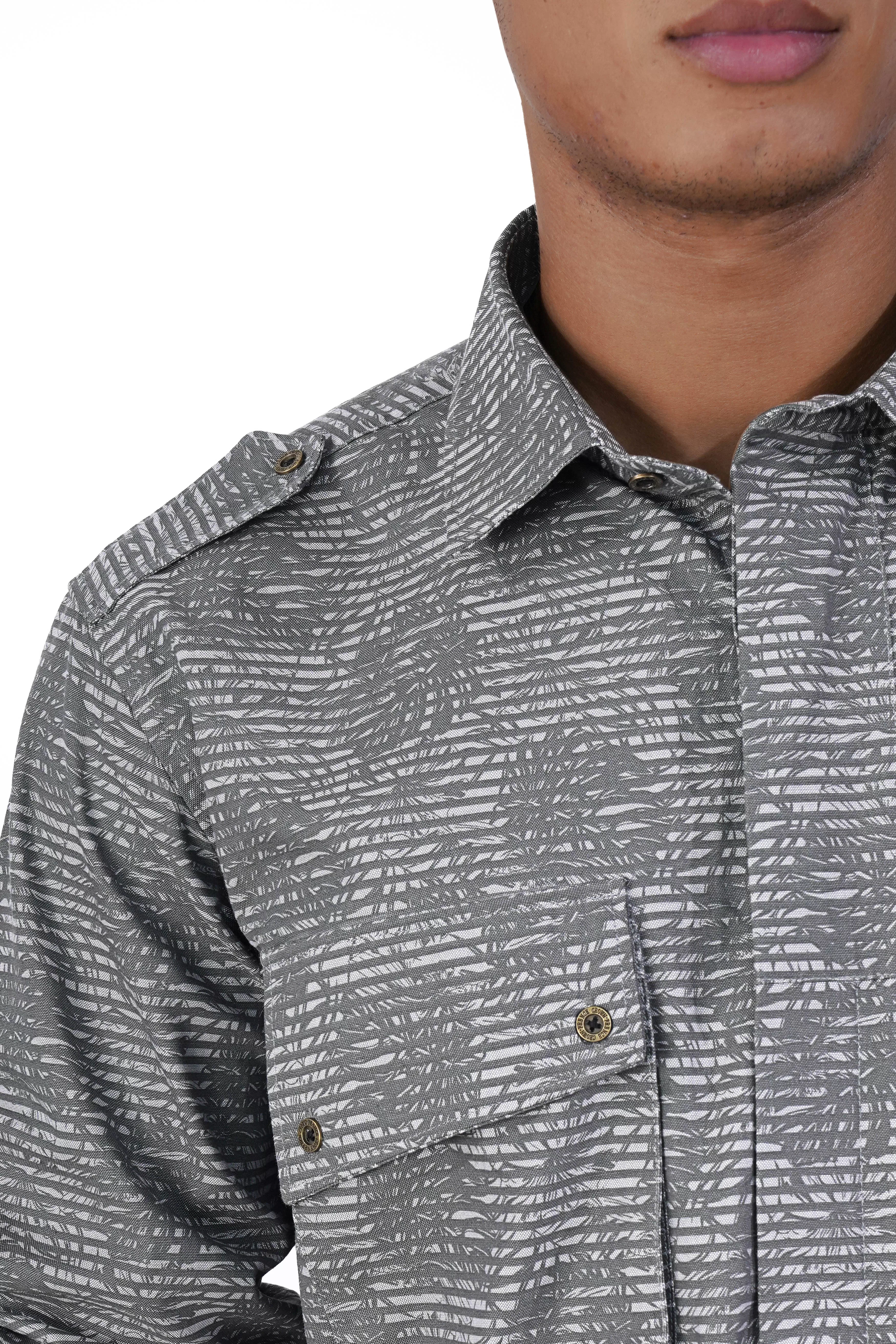 Arsenic Gray Textured Royal Oxford Designer Shirt