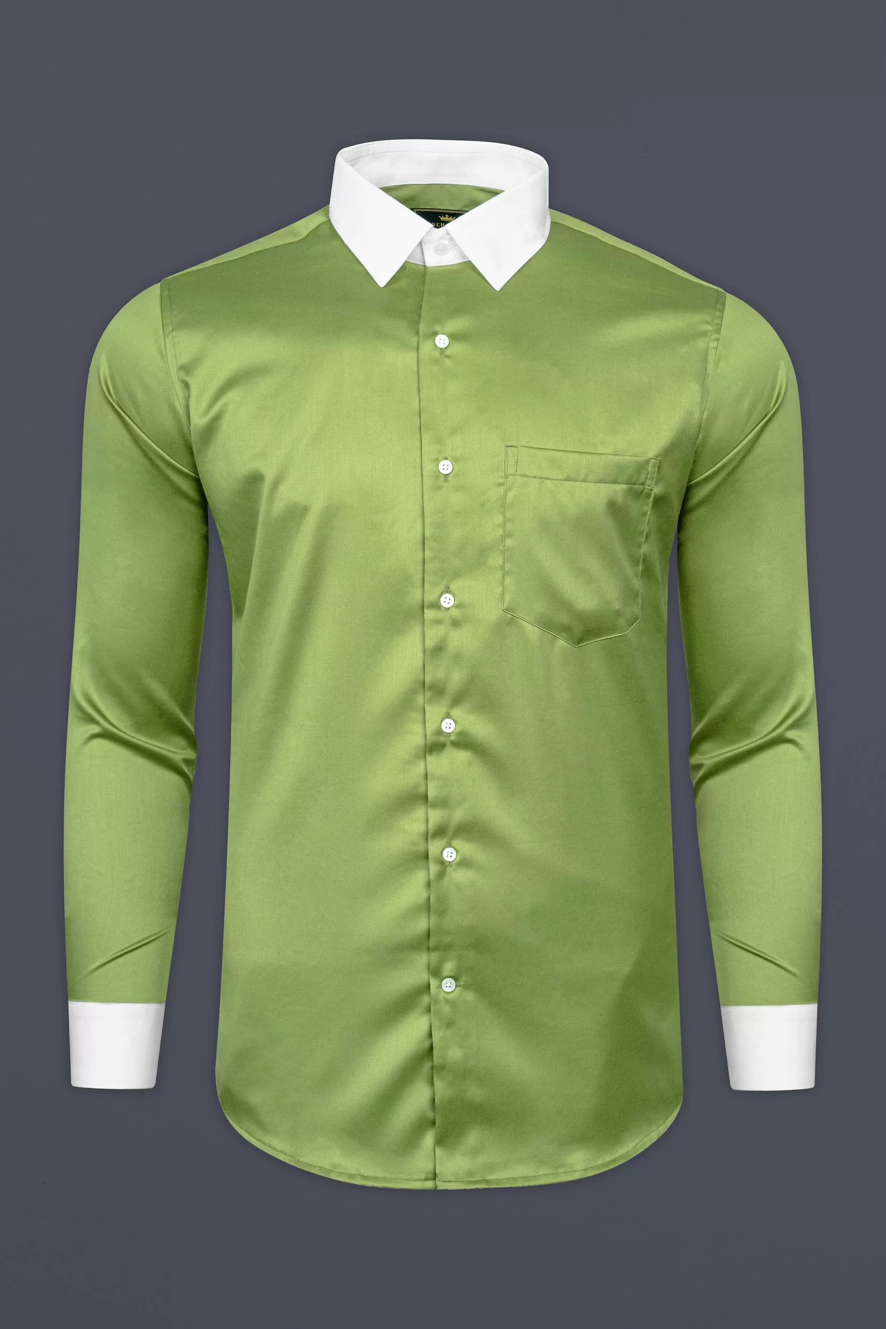 Asparagus Green Subtle Sheen Super Soft Premium Cotton Shirt