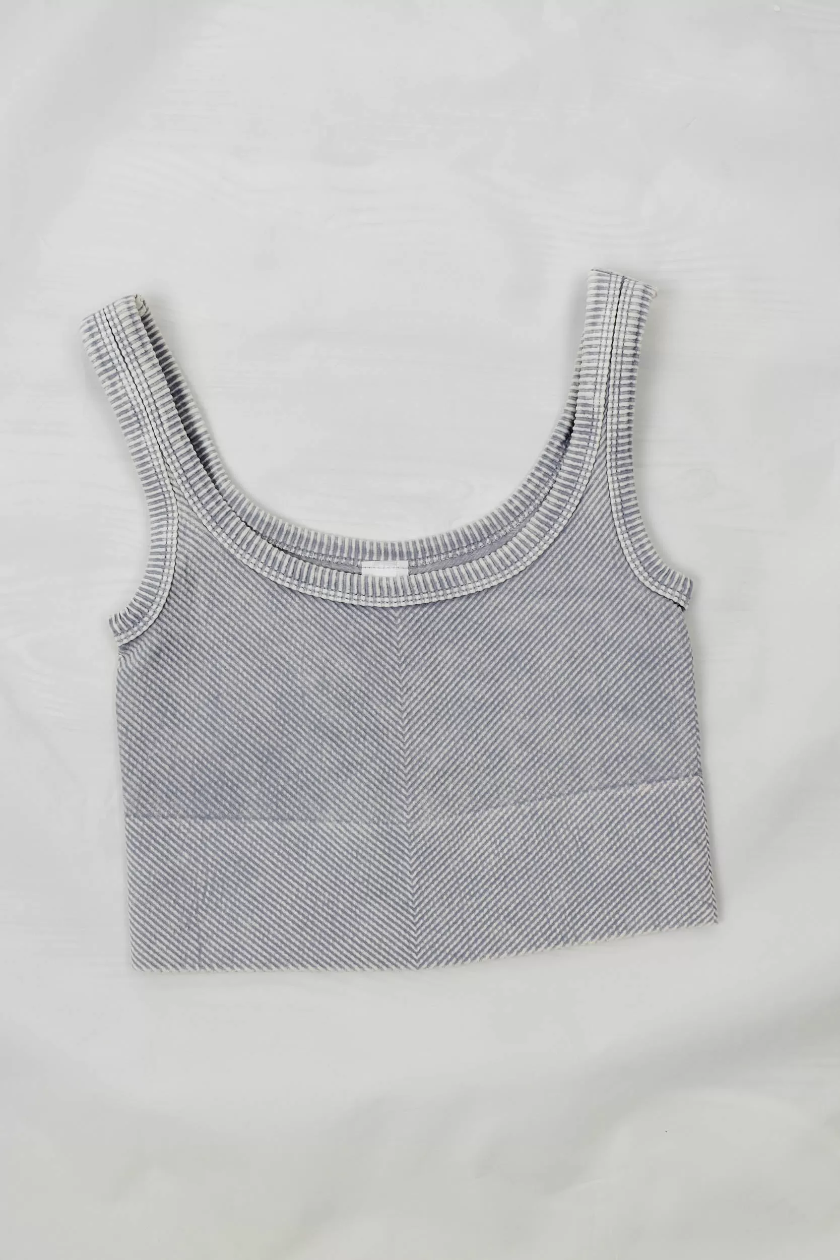 Astrid Chevron Crop Top | Vintage Cool Grey