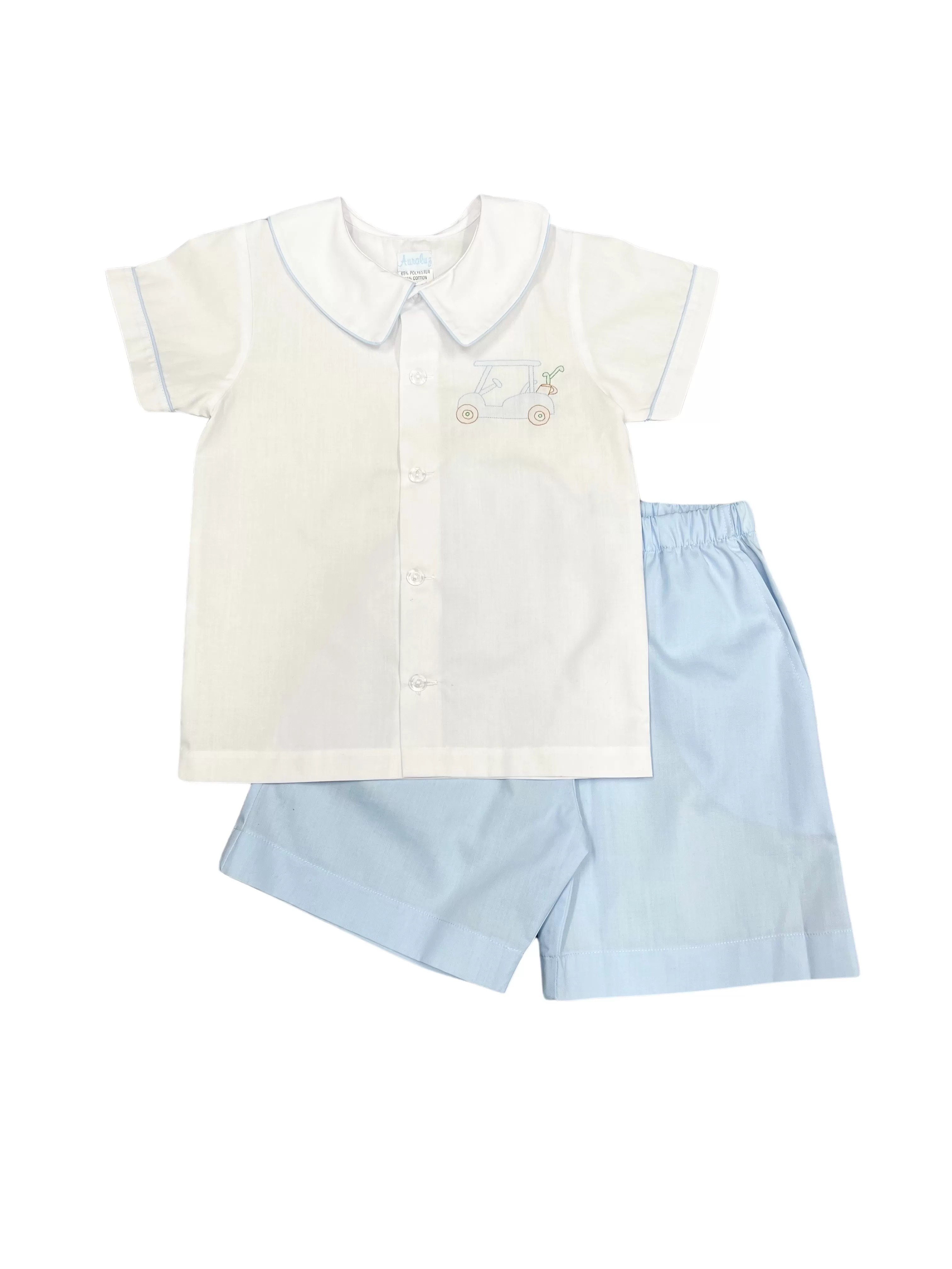 Auraluz White with Blue Golf Cart Short Set