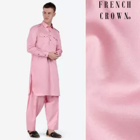 Azalea Pink Subtle Sheen Super Soft Premium Cotton Pathani Set