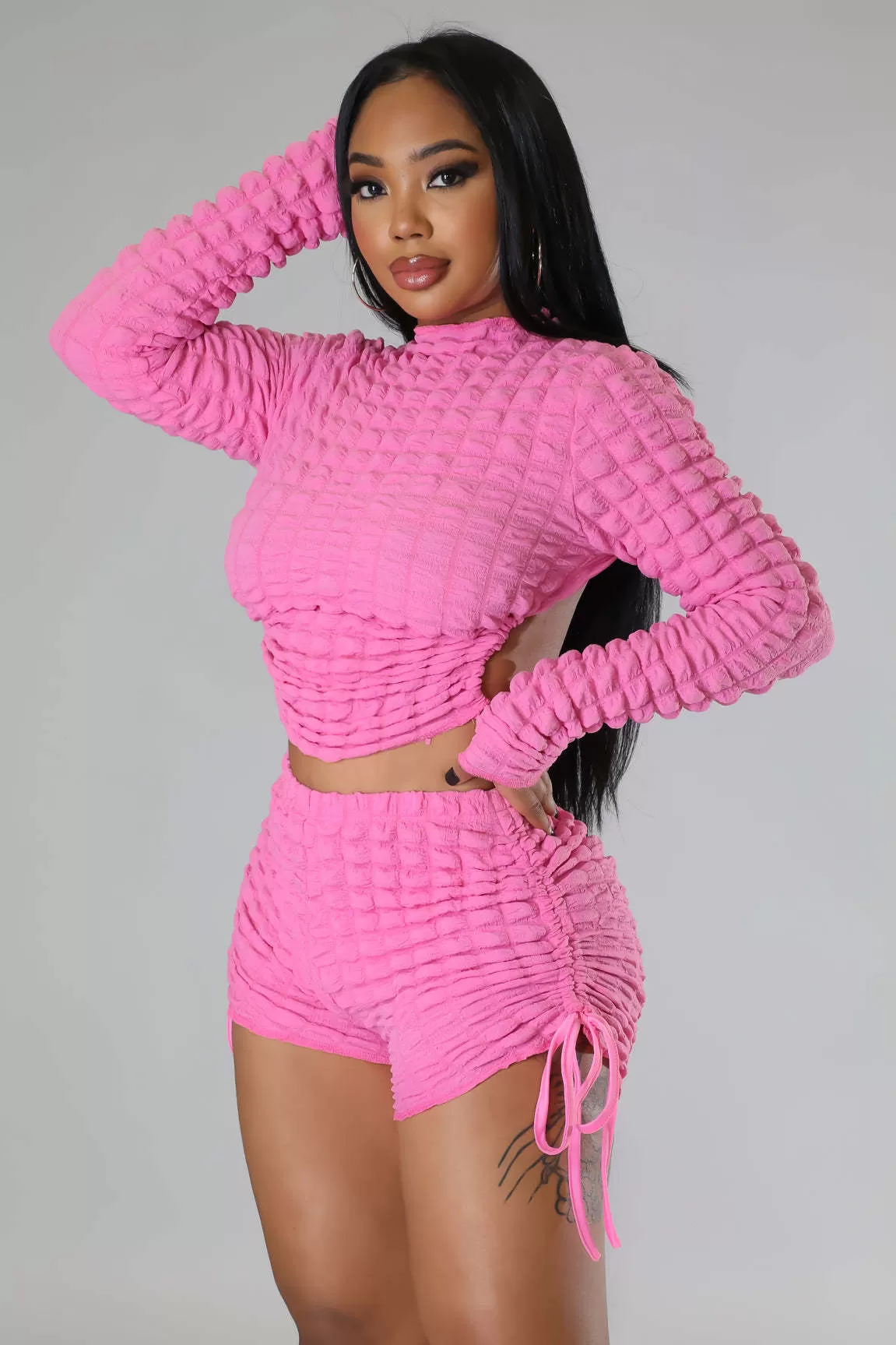 Backless Drawstring Bandage Short Tracksuit