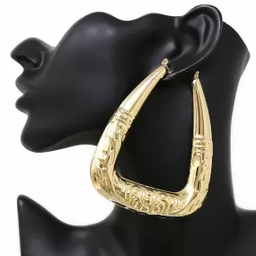 Bamboo Textured Metal Hoop Earrings