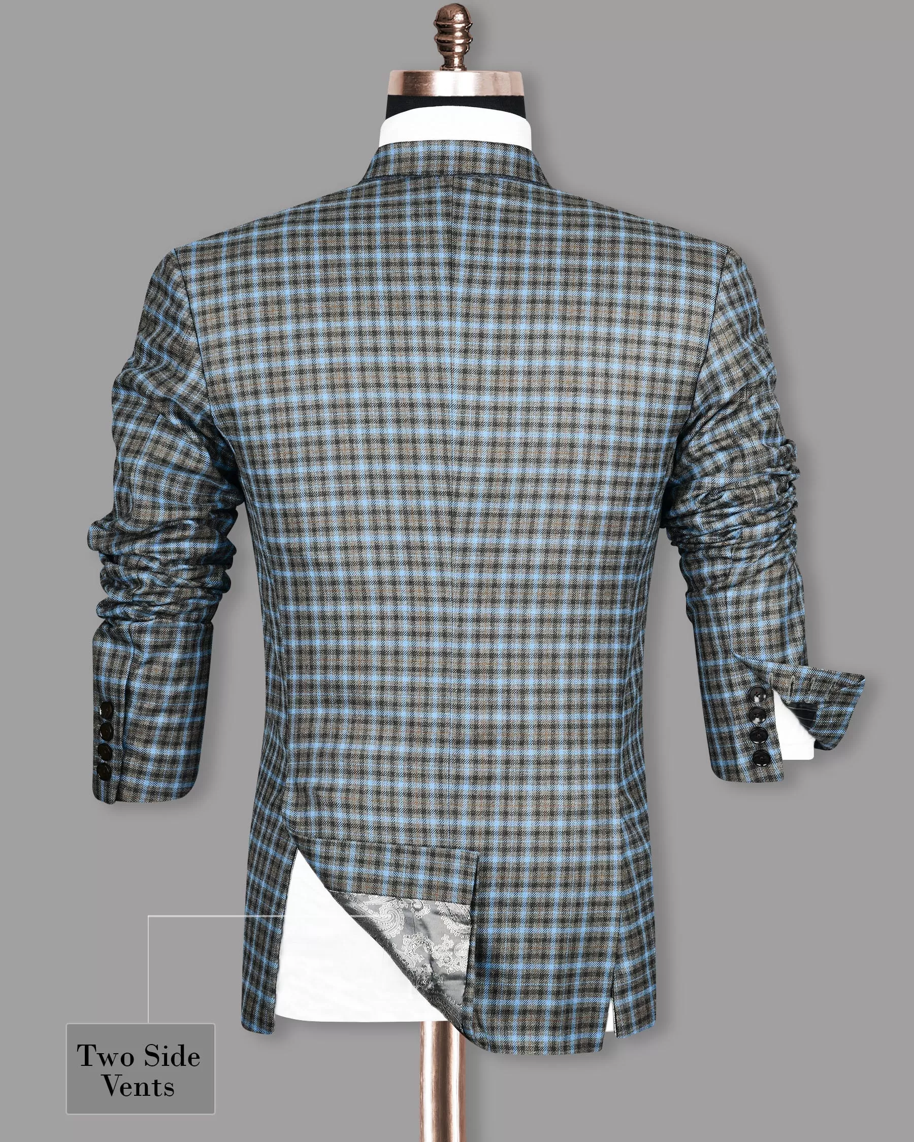 Bandicoot Gray micro Checked Double Breasted Suit