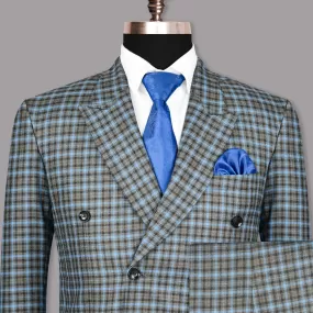 Bandicoot Gray micro Checked Double Breasted Suit