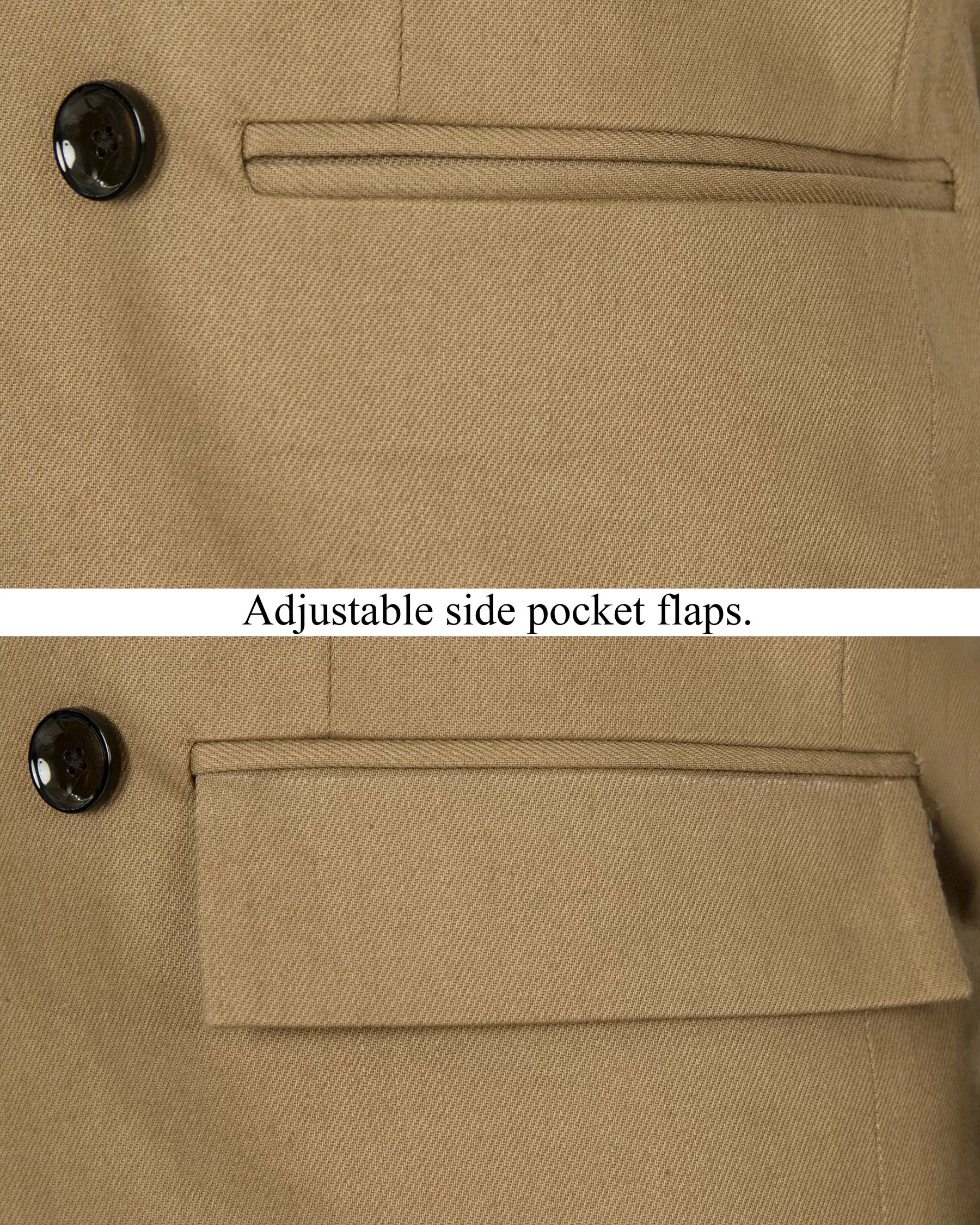 Barley Corn Brown Double Breasted Premium Cotton Suit