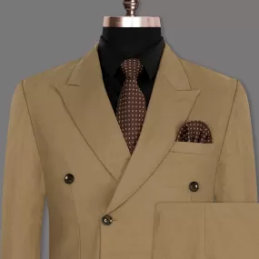 Barley Corn Brown Double Breasted Premium Cotton Suit