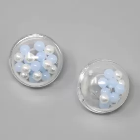 Bead Filled Acrylic Half Sphere Stud Earrings