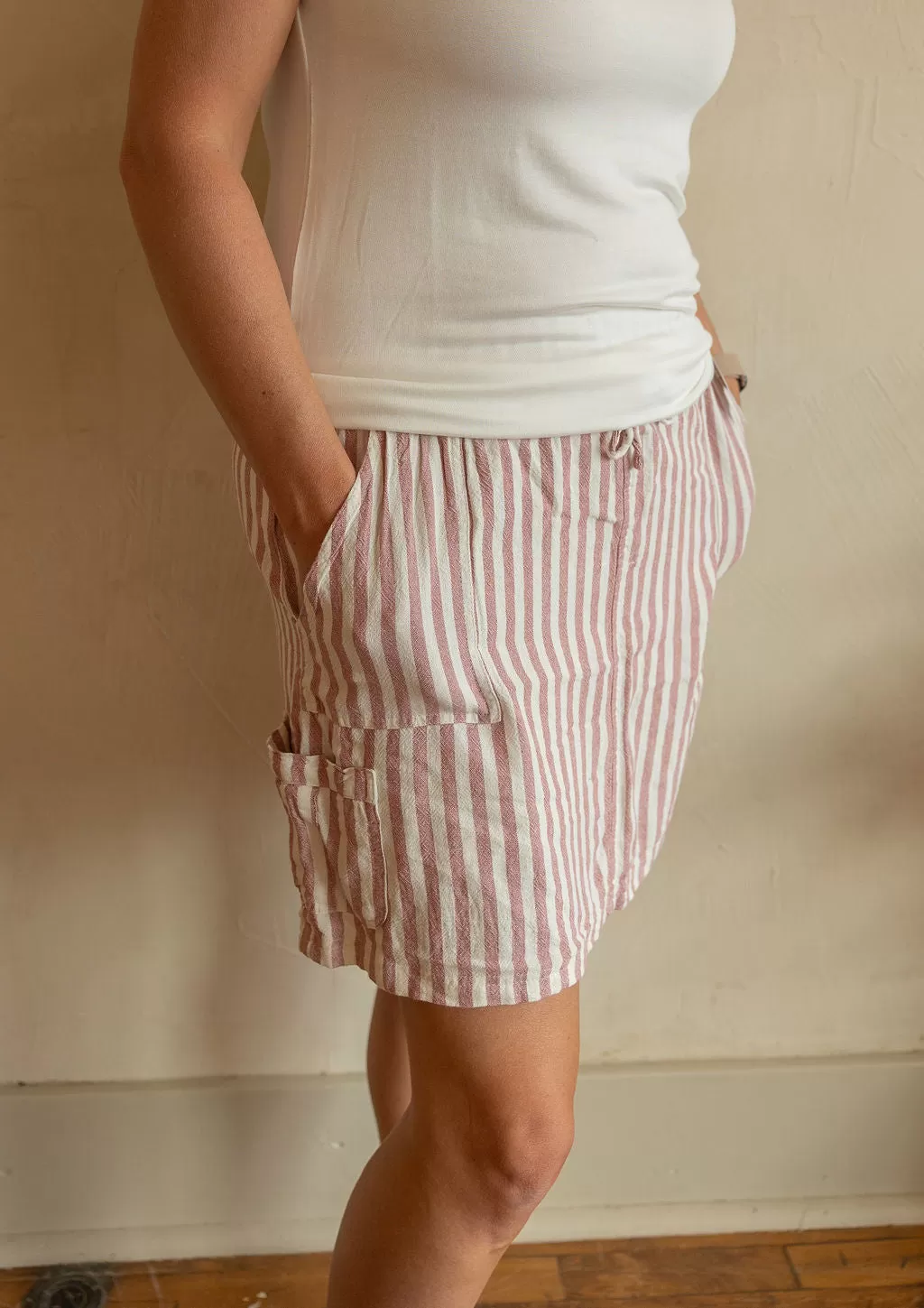 BELLE LINEN CARGO POCKET SKORT MULTIPLE COLOR OPTIONS