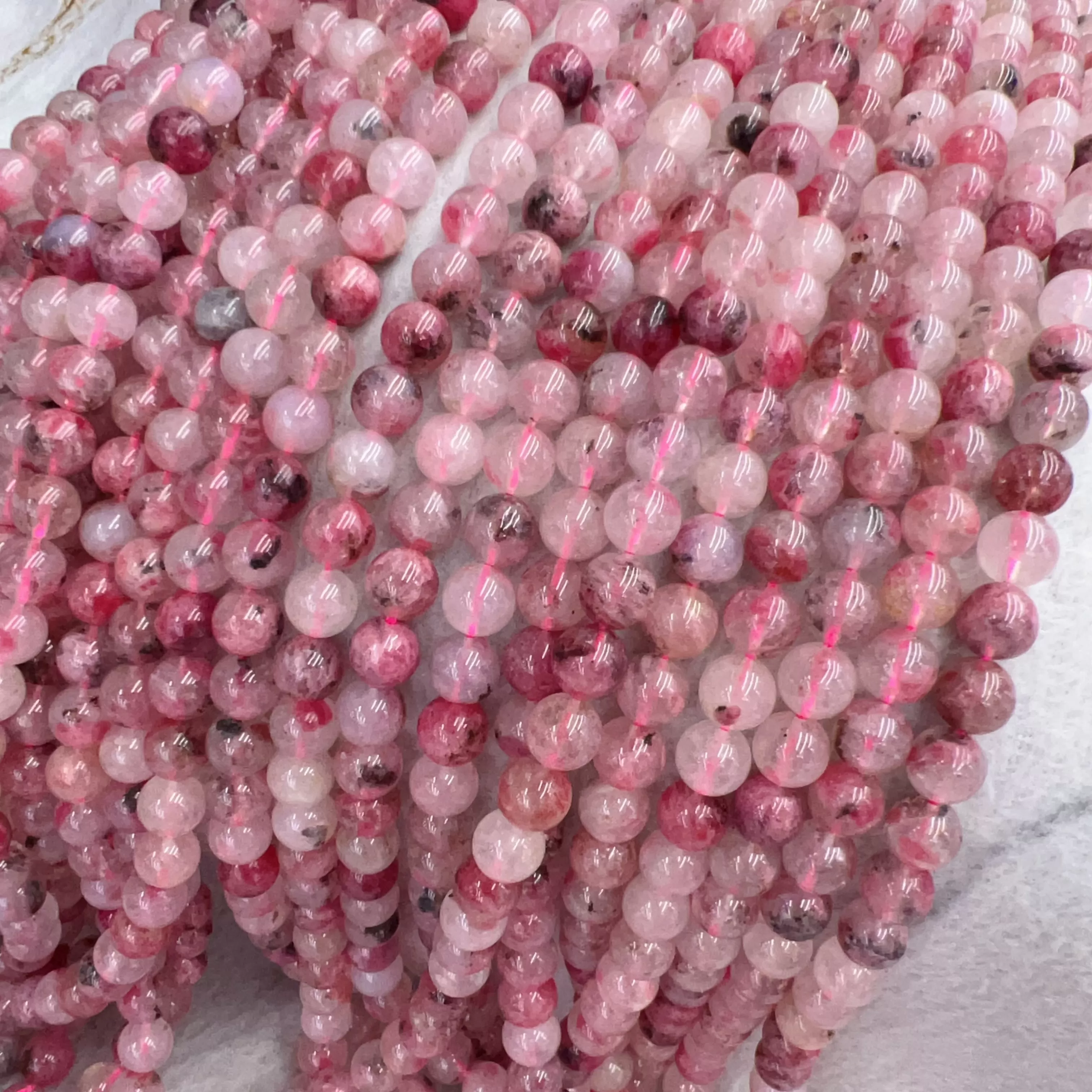 Best Quality in Strands 6mm 8mm 10mm Natural Flower Rhodonite Round Bead for DIY Jewelry Project