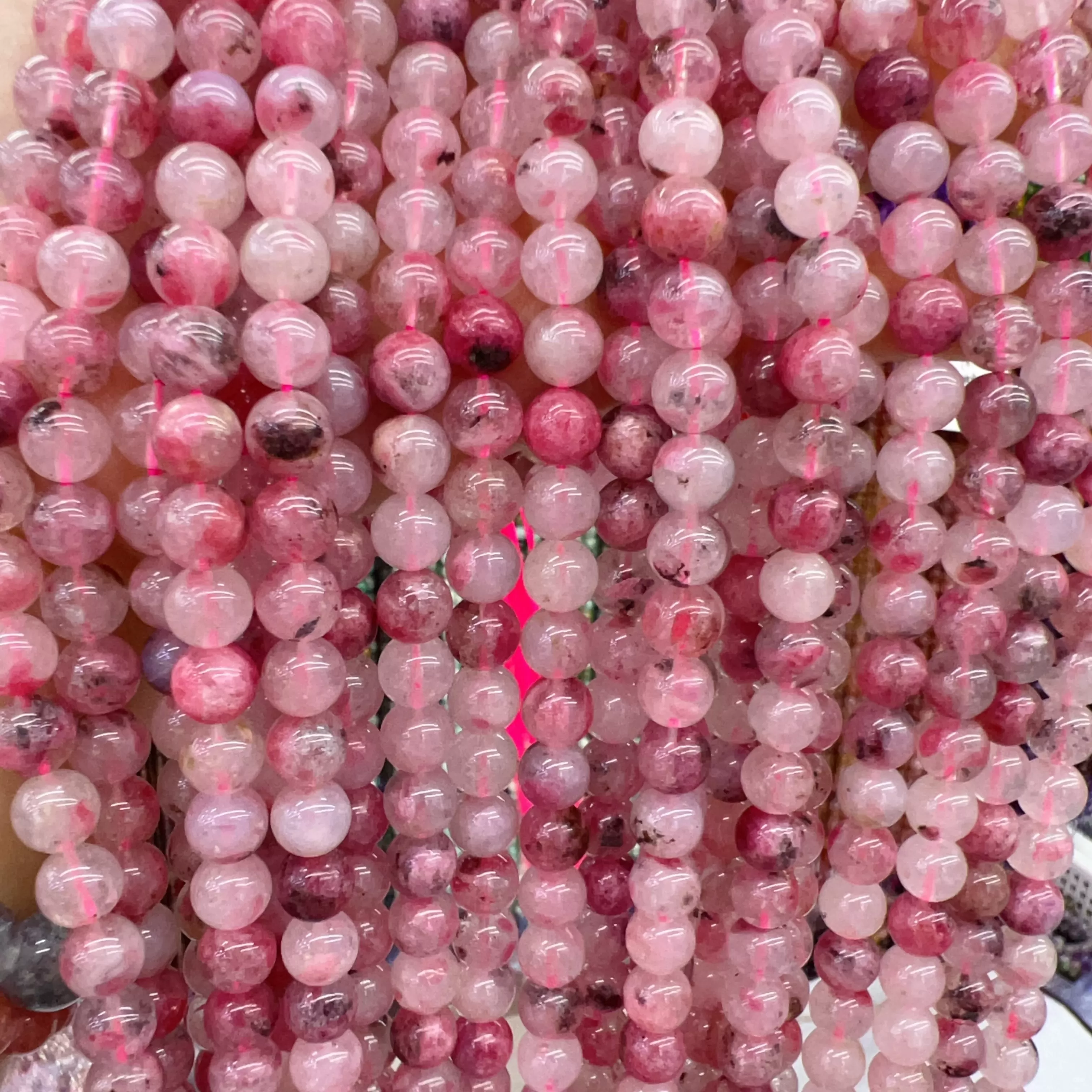 Best Quality in Strands 6mm 8mm 10mm Natural Flower Rhodonite Round Bead for DIY Jewelry Project