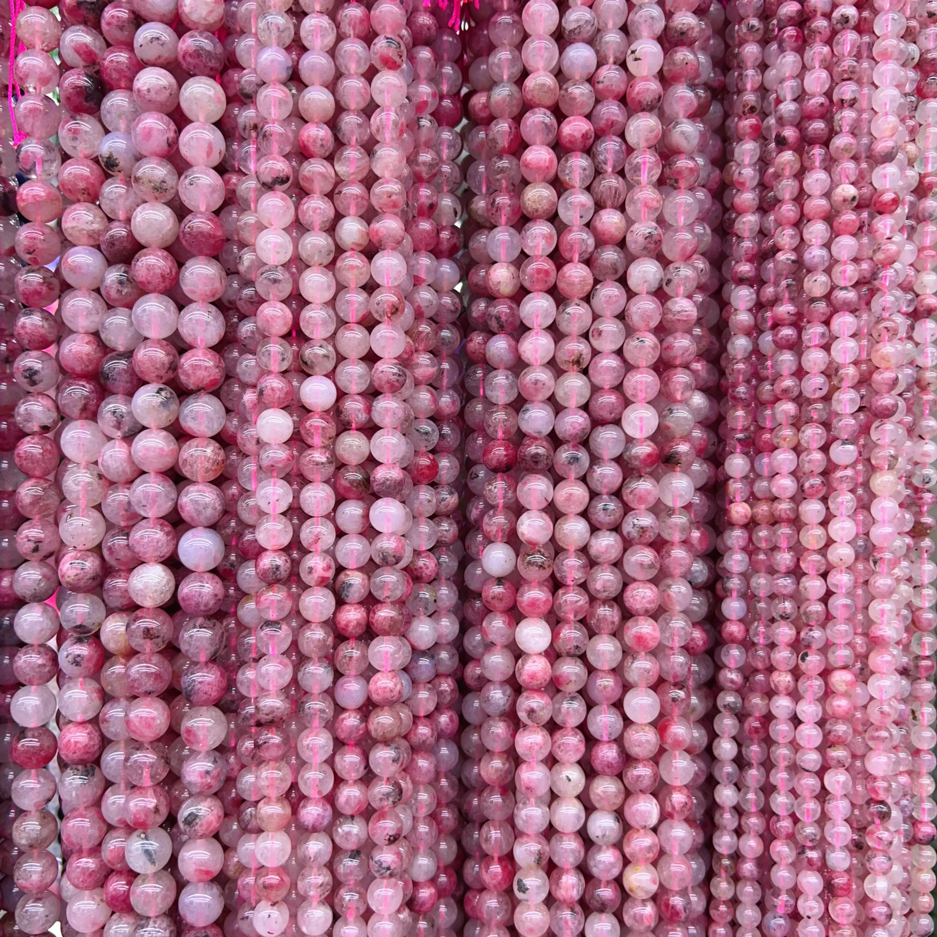 Best Quality in Strands 6mm 8mm 10mm Natural Flower Rhodonite Round Bead for DIY Jewelry Project