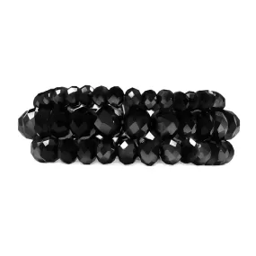 Black Crystal Stretch Bracelets - 3 piece set