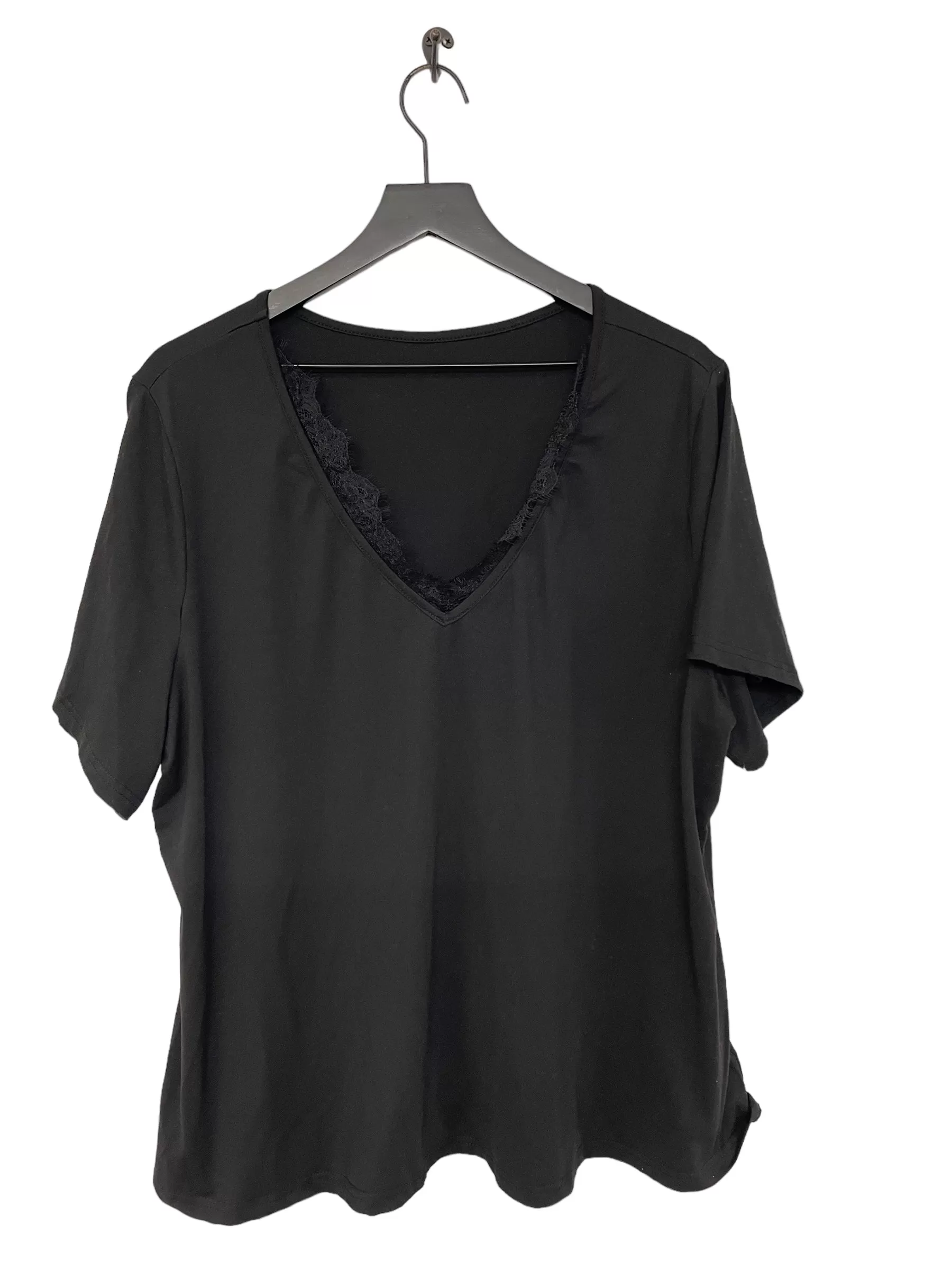 Black Top Short Sleeve Basic Shein, Size Xxl