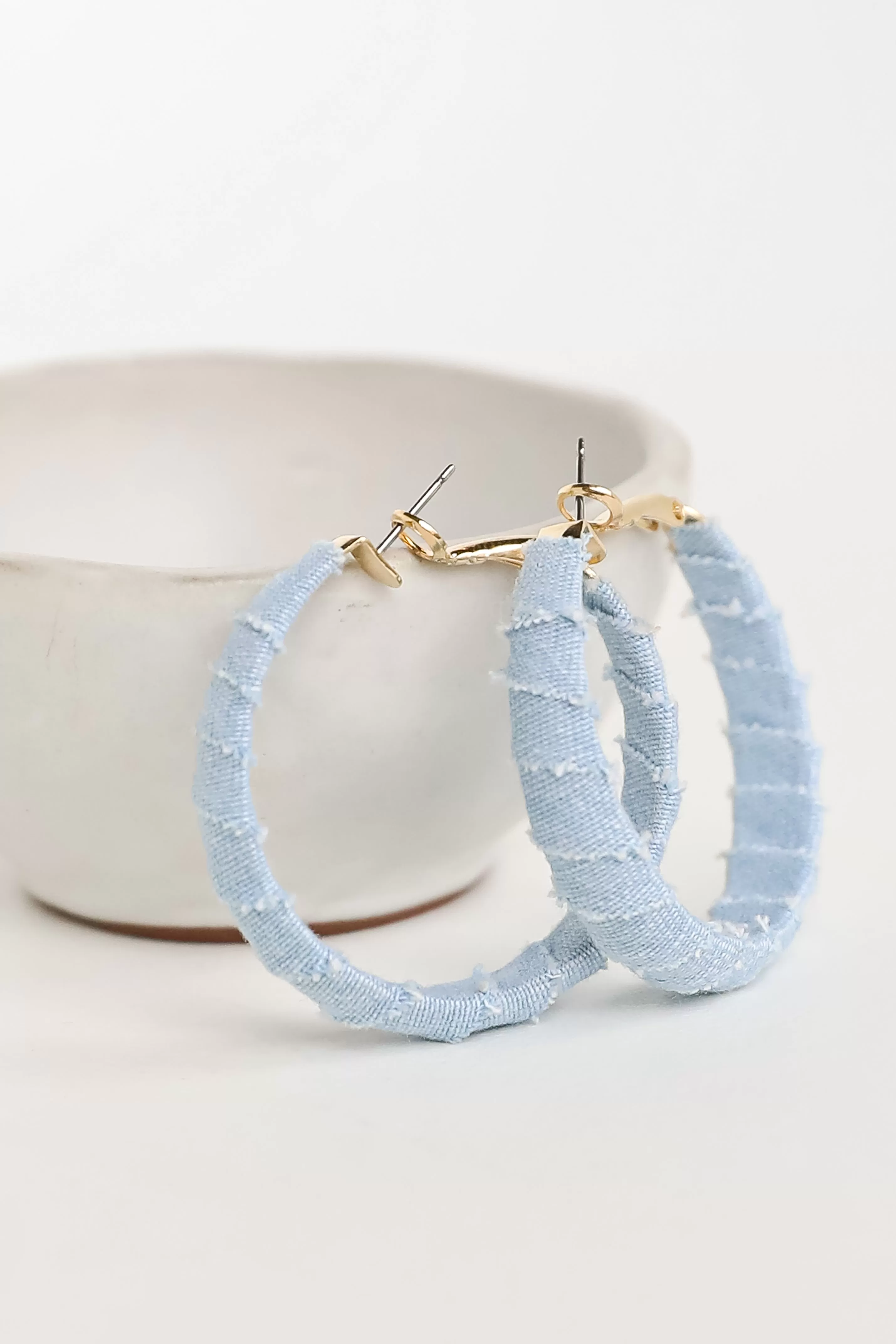 Blakely Light Blue Denim Hoop Earrings