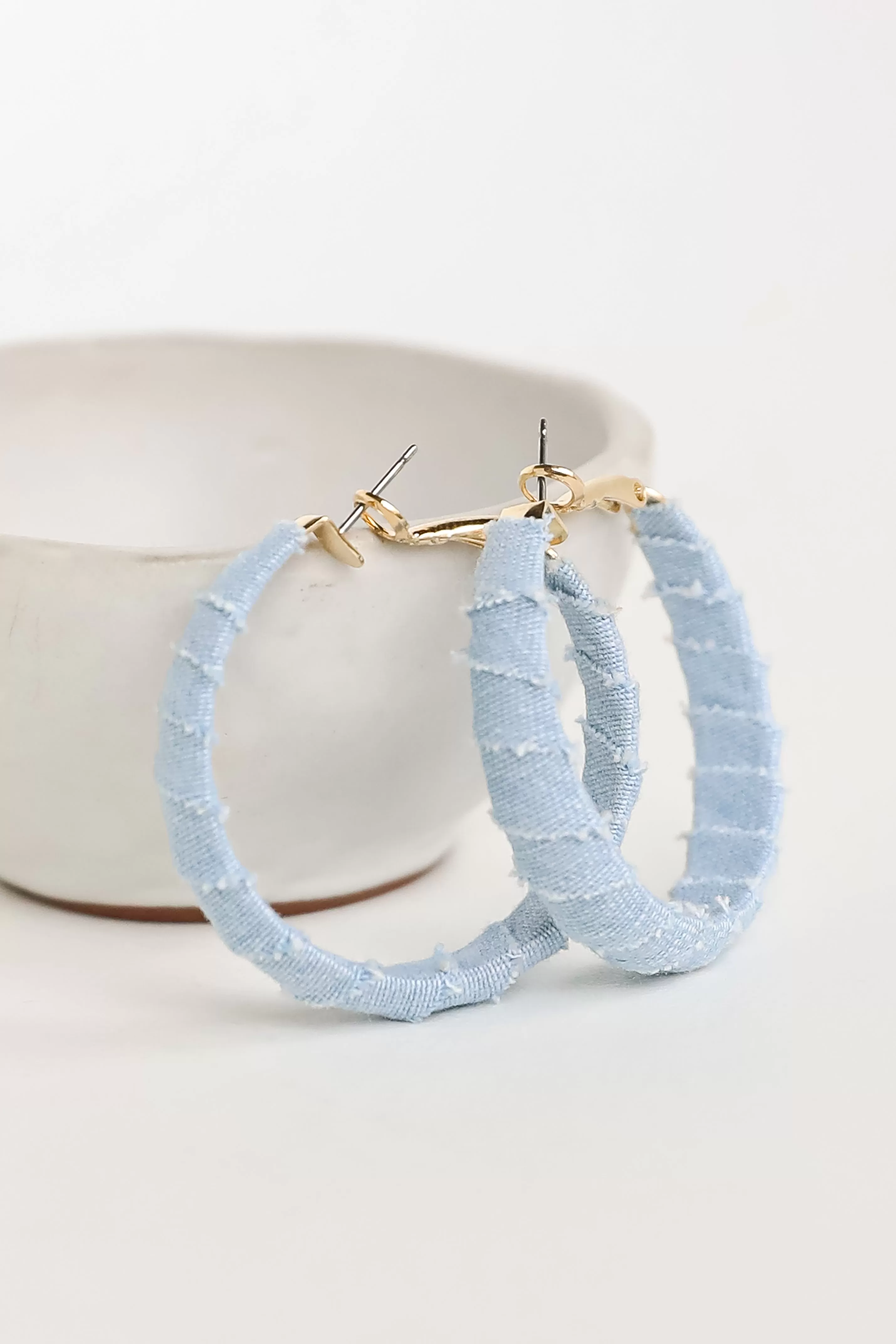 Blakely Light Blue Denim Hoop Earrings