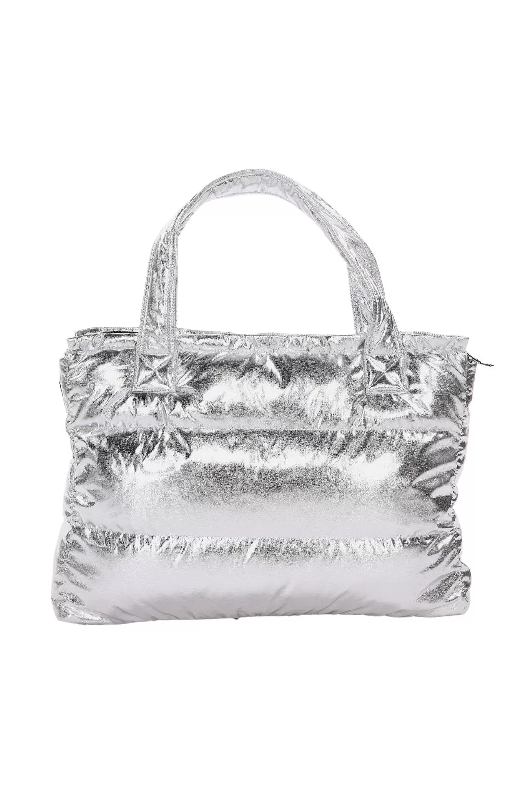 BLENHEIM II vegan leather silver puffer bag