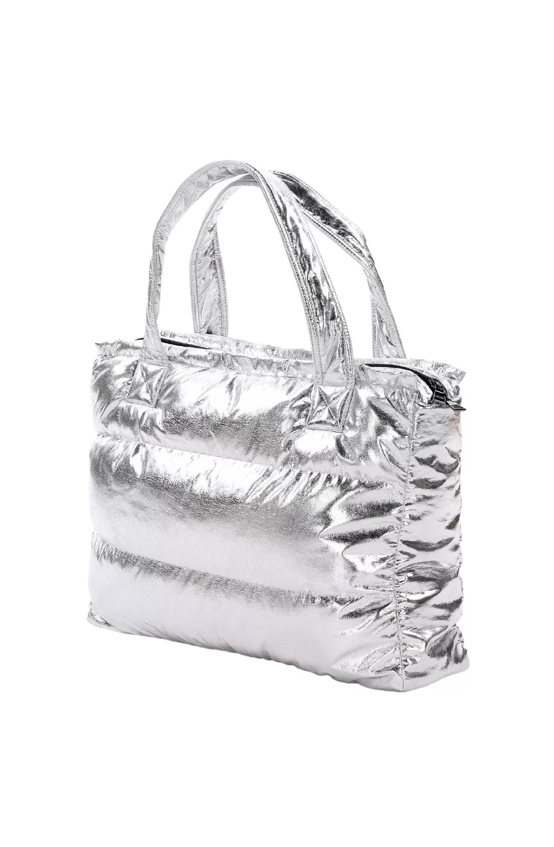 BLENHEIM II vegan leather silver puffer bag