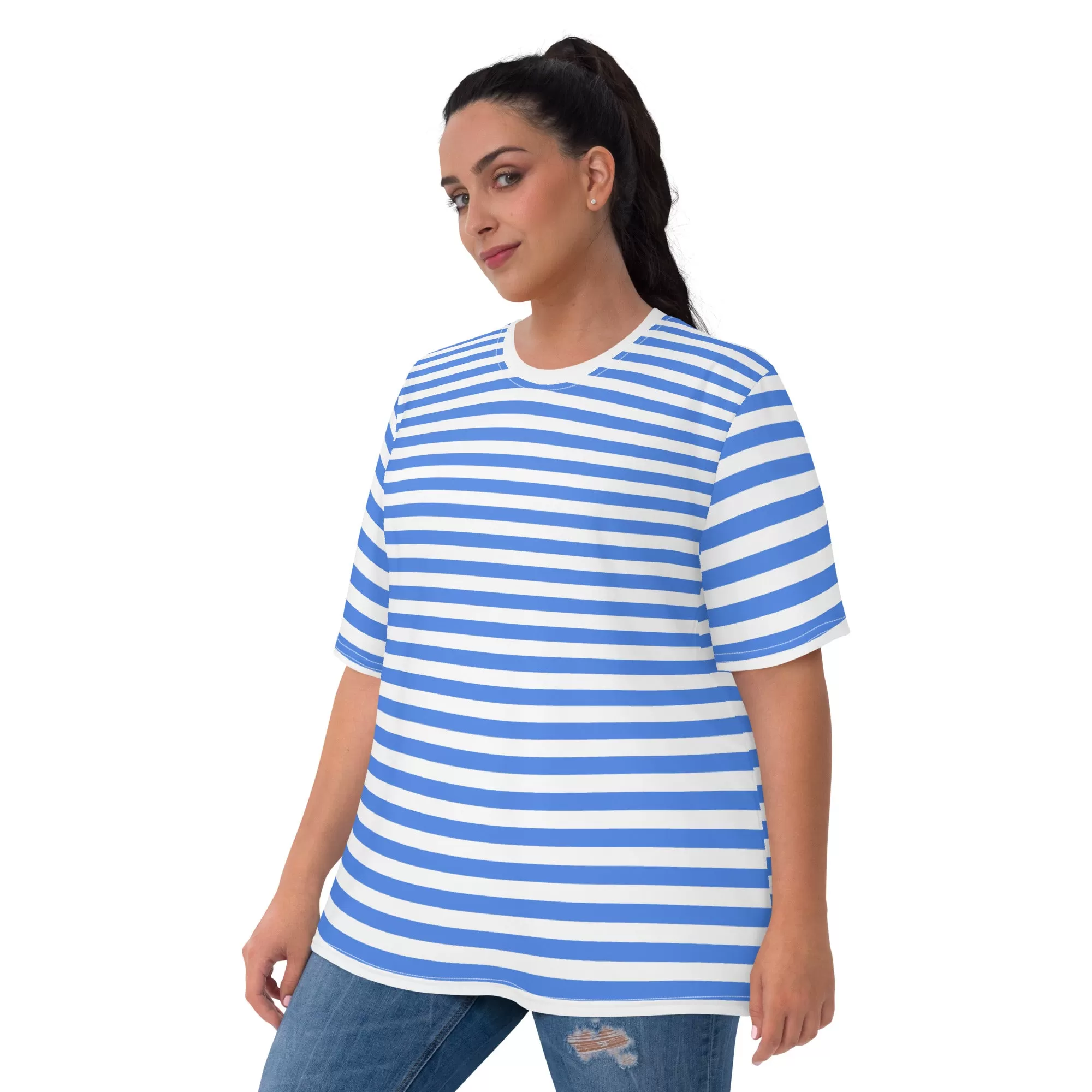 Blue And White Striped T-Shirt Women