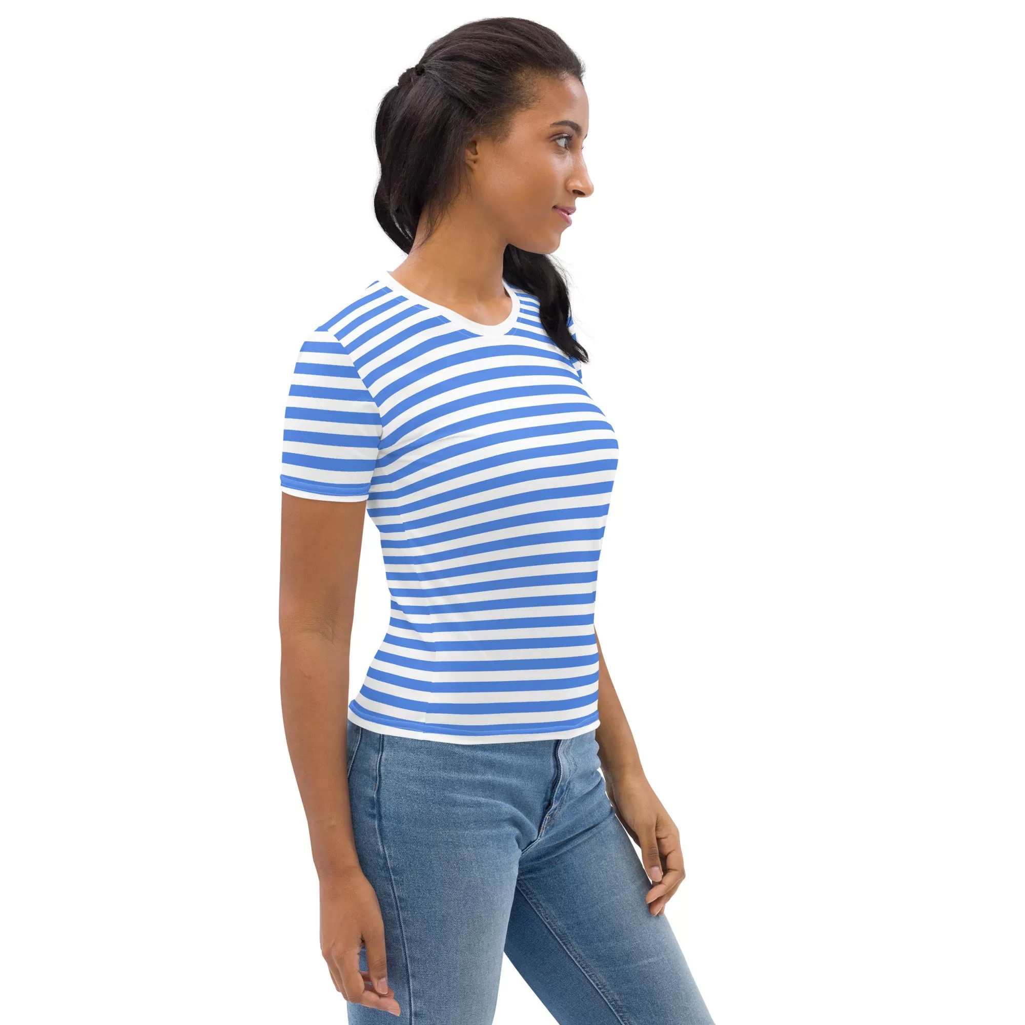 Blue And White Striped T-Shirt Women