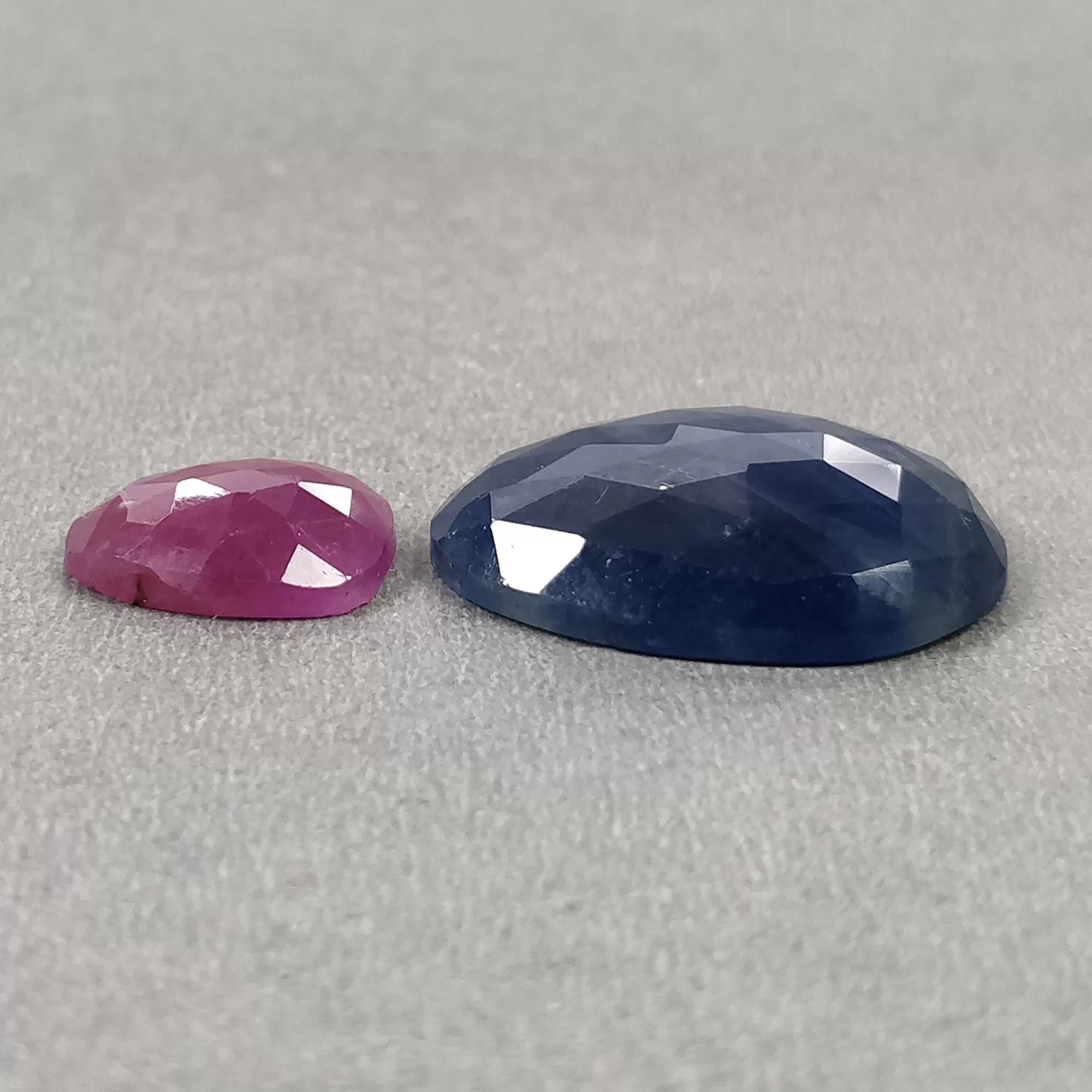 BLUE PINK SAPPHIRE Gemstone Rose Cut : 25.65cts Natural Untreated Sapphire Uneven Shape 12.5*10mm - 22*17mm 2pcs