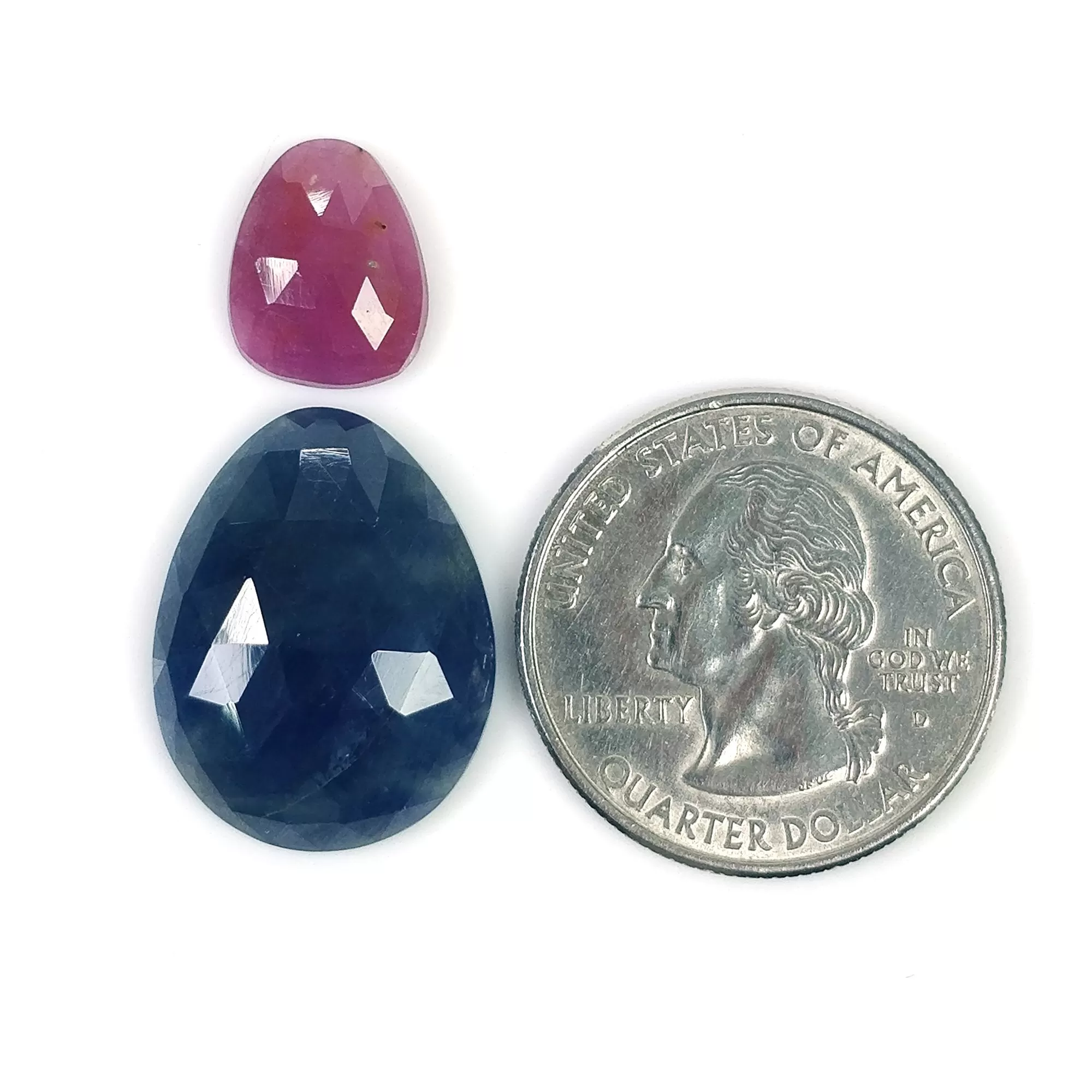 BLUE PINK SAPPHIRE Gemstone Rose Cut : 25.65cts Natural Untreated Sapphire Uneven Shape 12.5*10mm - 22*17mm 2pcs