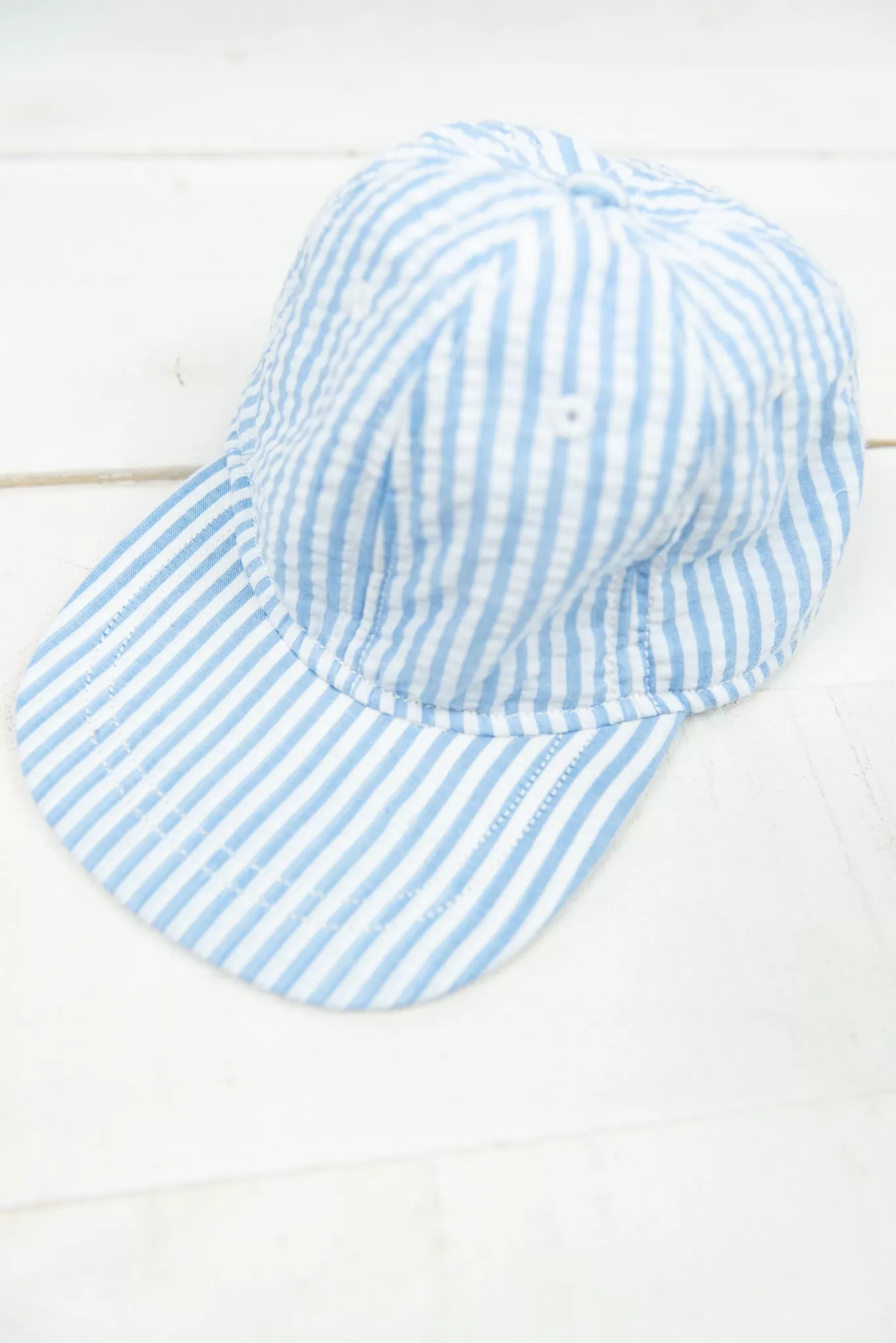 Blue Seersucker Baseball Hat