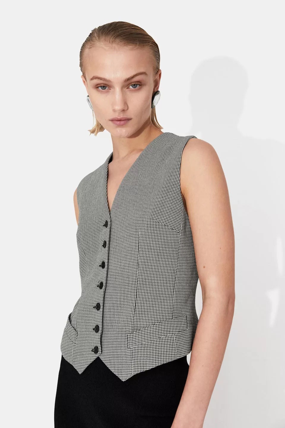 Boyfriend Waistcoat - Houndstooth