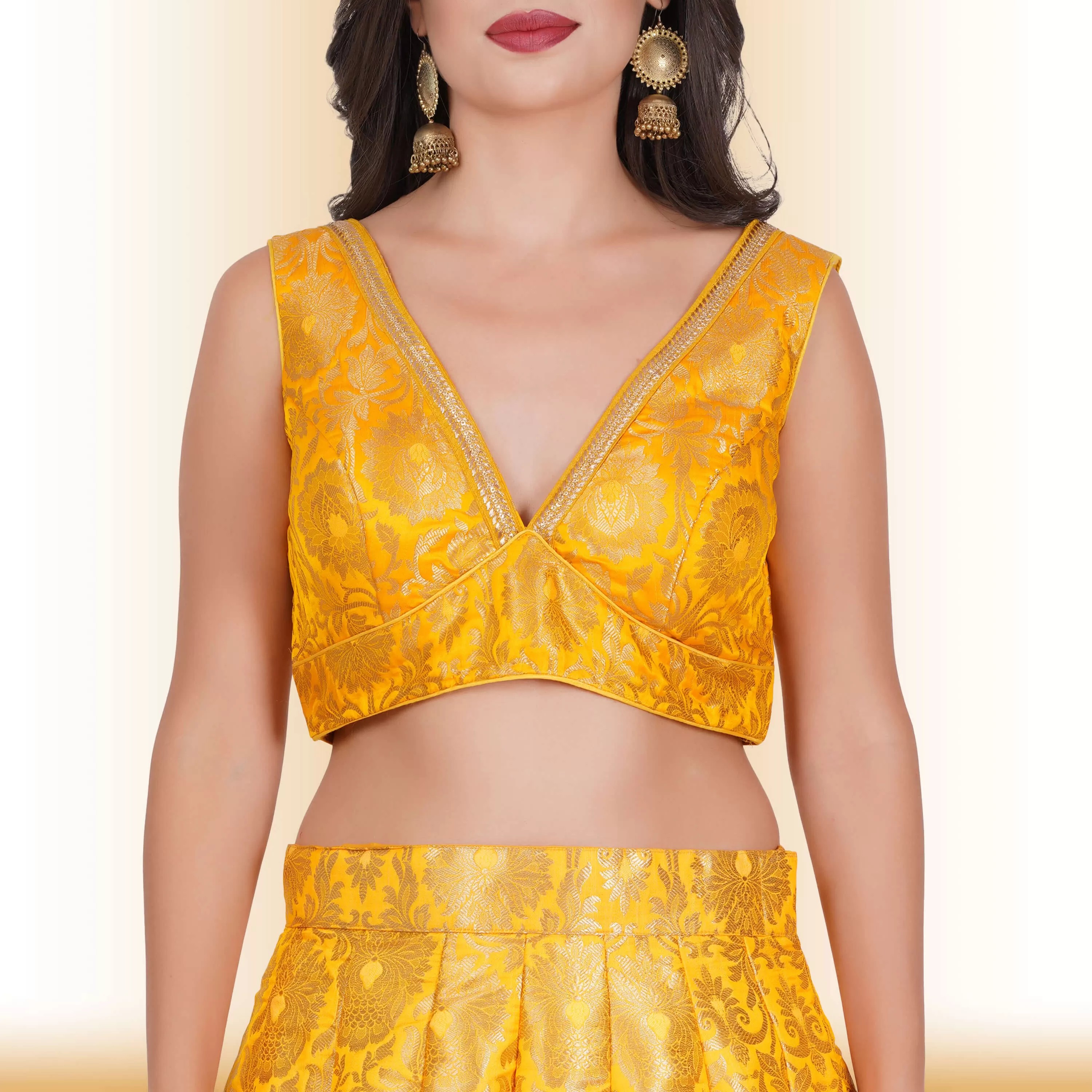 Brocade Party Lehenga - Yellow