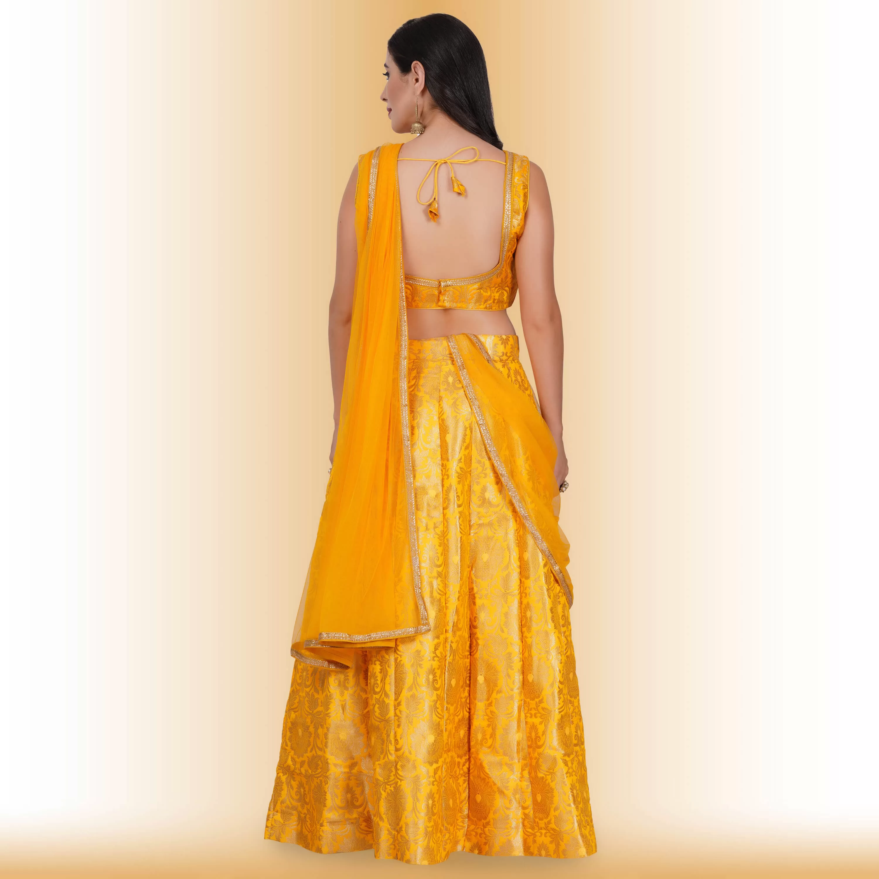 Brocade Party Lehenga - Yellow