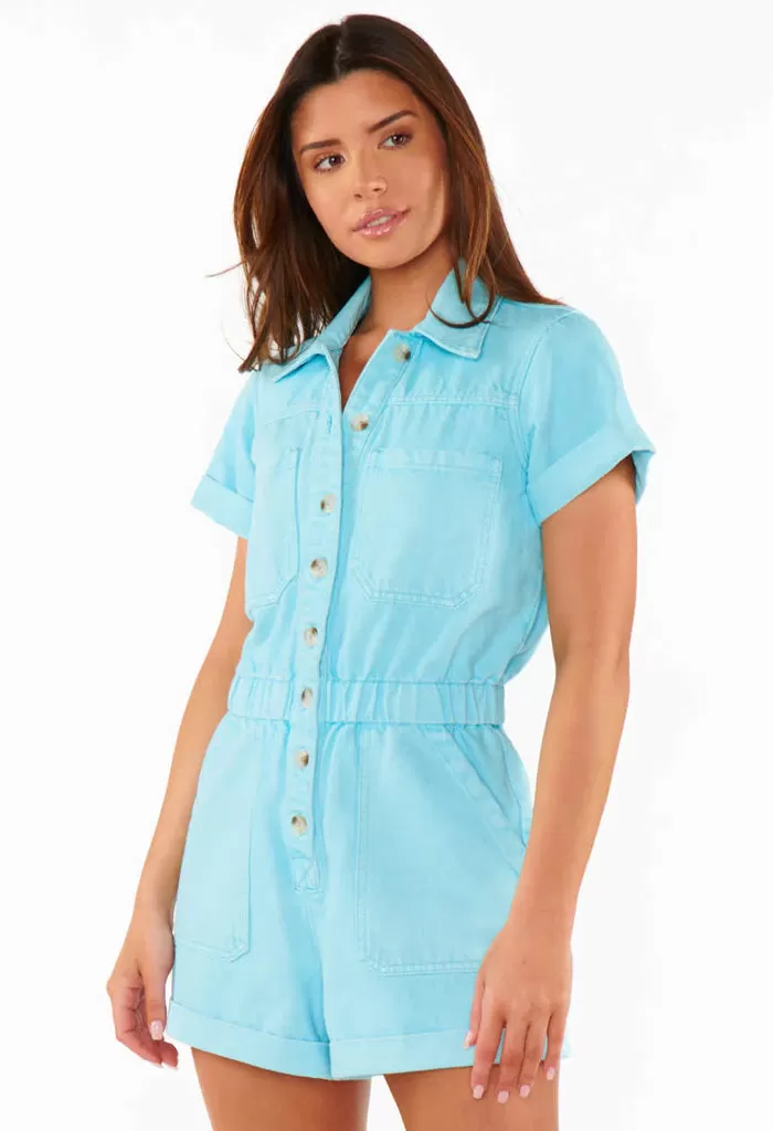 Cannon Romper-Spring Blue Denim