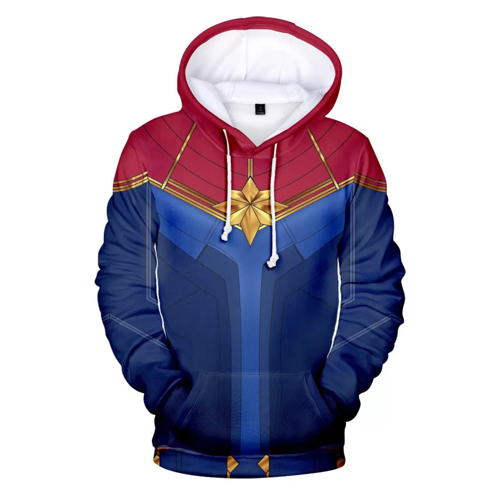 Carol Danvers Cosplay Hoodie 3D Printed Hooded Sweatshirt Men Women Casual Streetwear Pullover