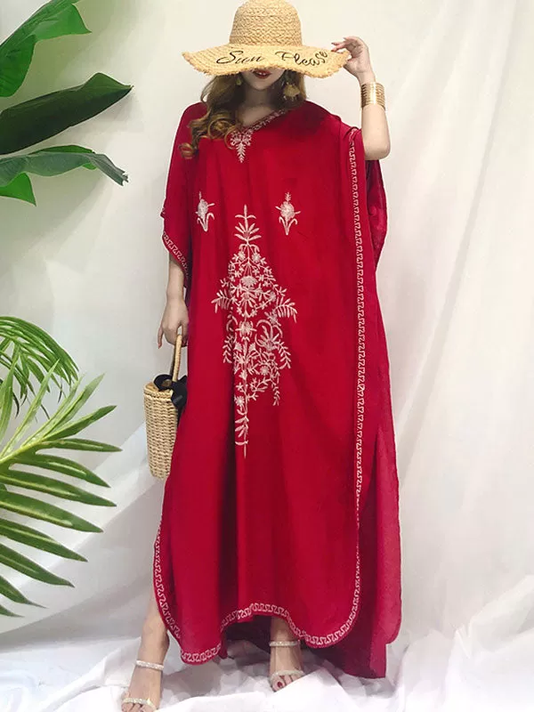 Carol Ethnic Embroidered Loose Bohemian Kaftan Dress