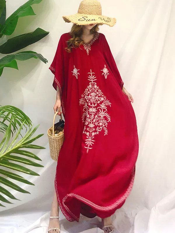 Carol Ethnic Embroidered Loose Bohemian Kaftan Dress