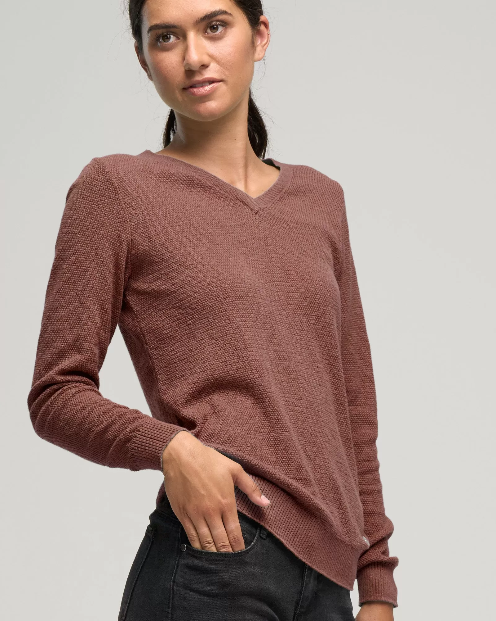 CASHMERE COTTON VEE STITCH