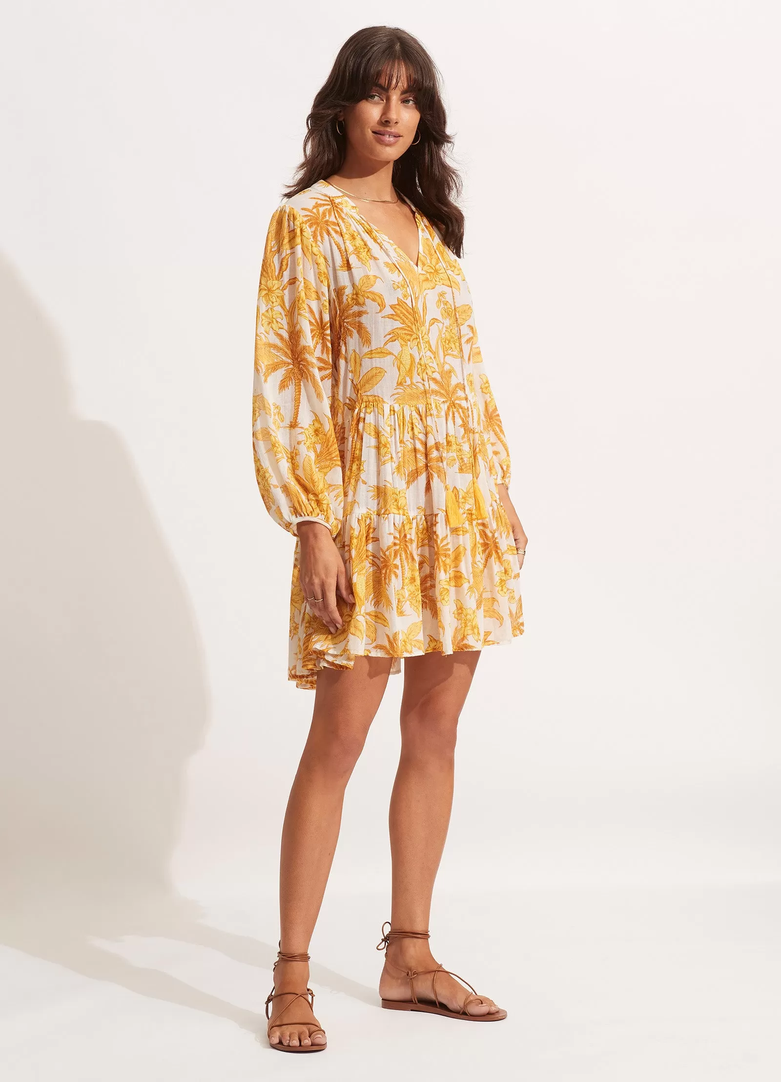 Castaway Tier Dress - Tuscan Sun