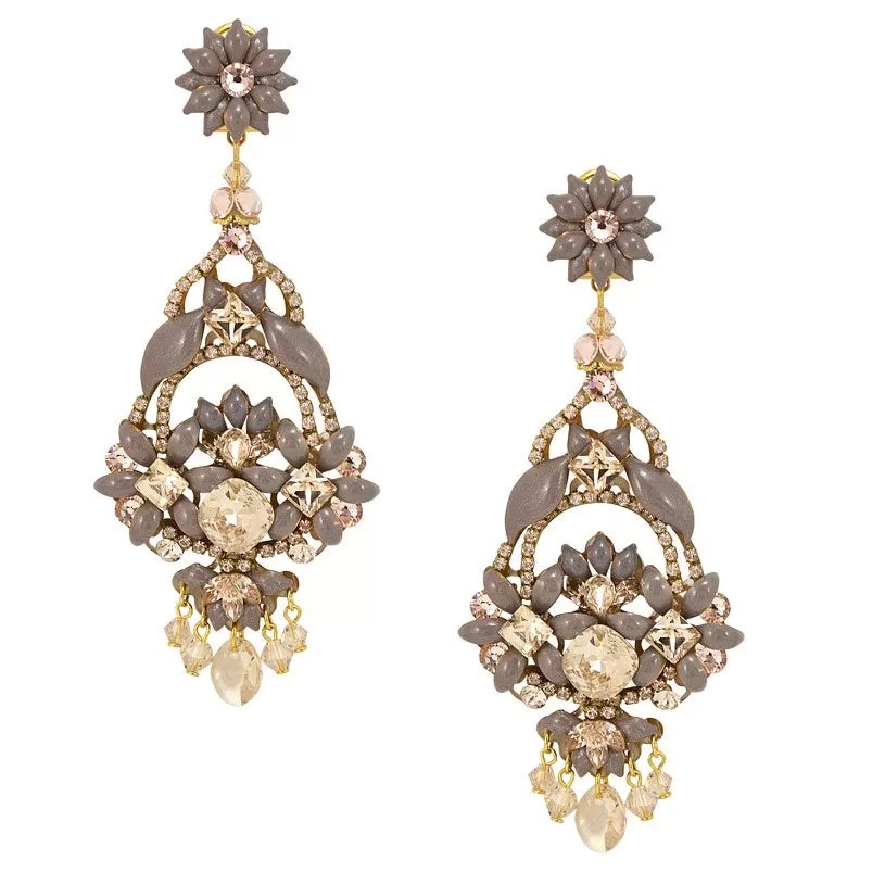 Chandelier Enamel Flower Pendant Earrings by DUBLOS