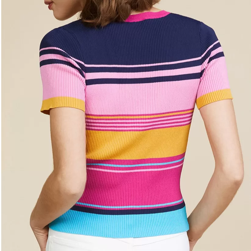 Chasing Rainbows Stripe Short Sleeve Knit Top