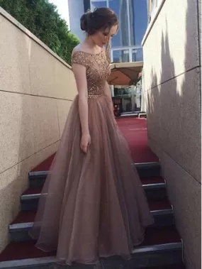 Chic Organza Prom Dress Beading Beautiful Long Vintage Prom Dress #ER255