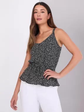 Chiffon Polka Dot Peplum Top